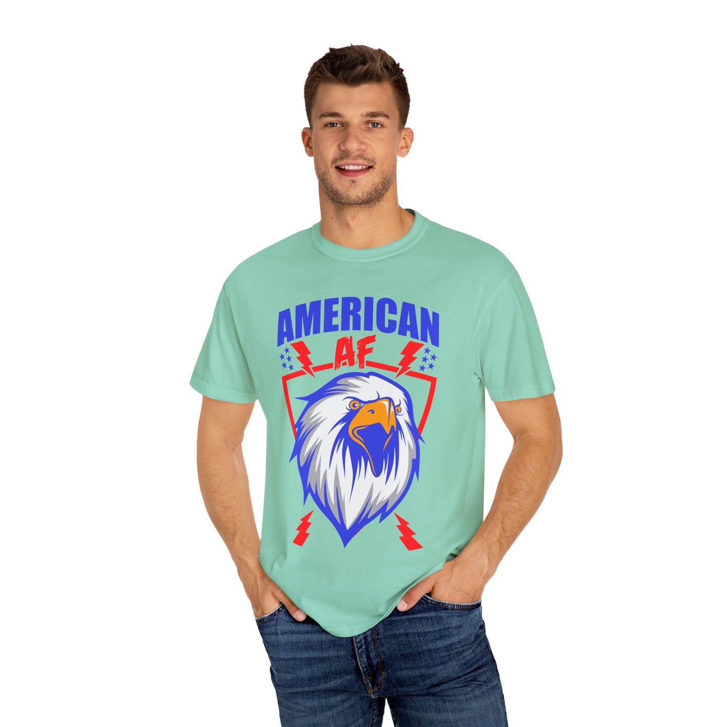 Patriotic Eagle T-Shirt, American AF Graphic Tee, Unisex Tee, 4th of July Shirt, Casual Wear, Gift for Patriots, Summer Style - 13731