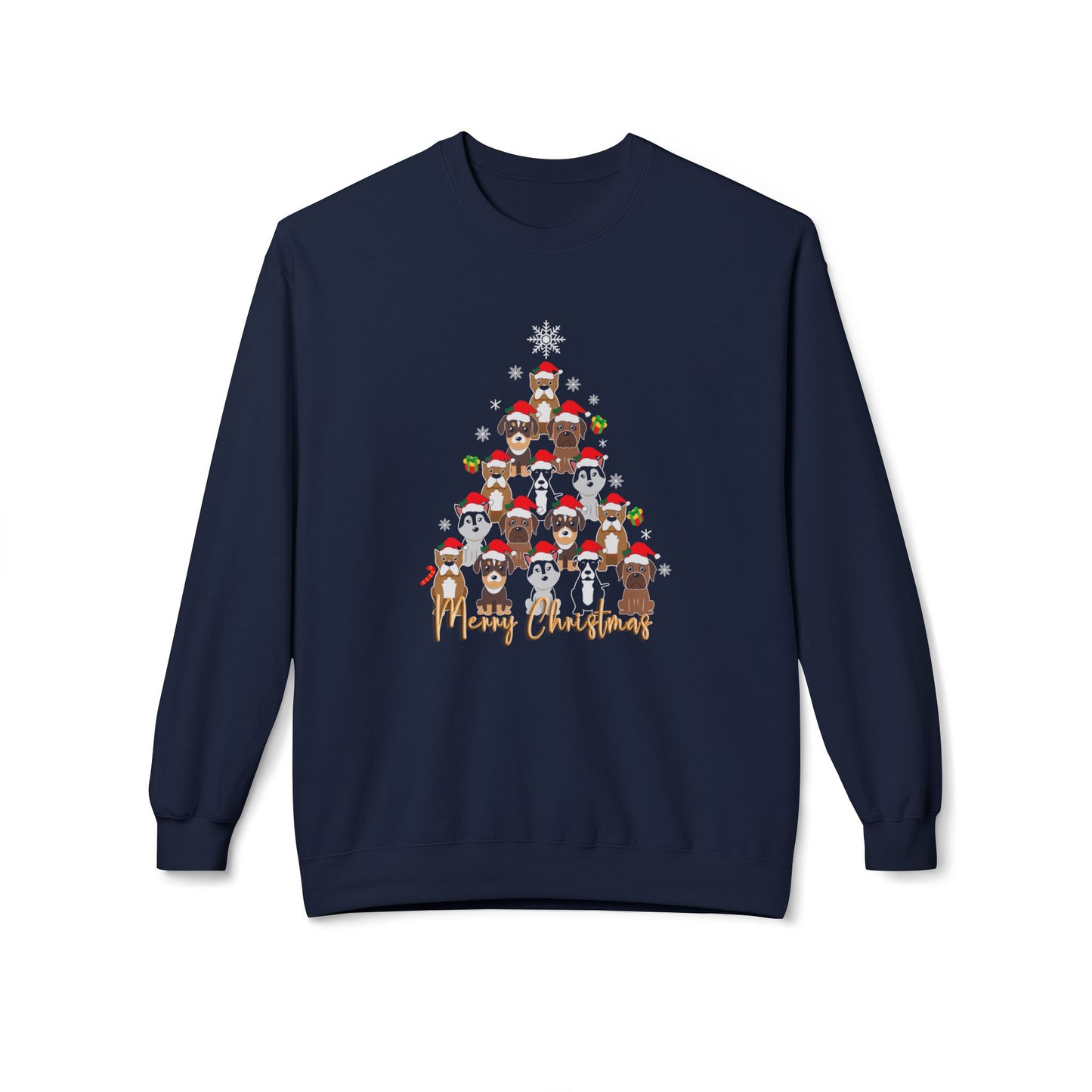 Christmas Tree Made From Dogs - Unisex Midweight Softstyle Fleece Crewneck Sweatshirt - 10310