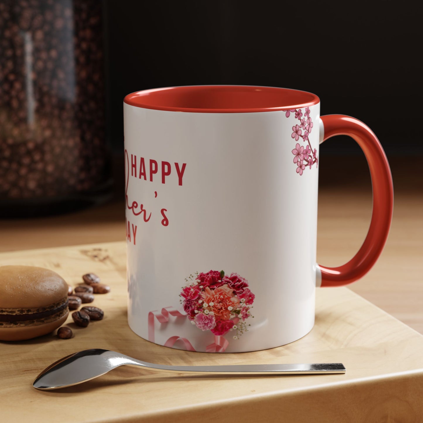 Happy Mother's Day Accent Coffee Mug - Floral Design for Moms - 11868