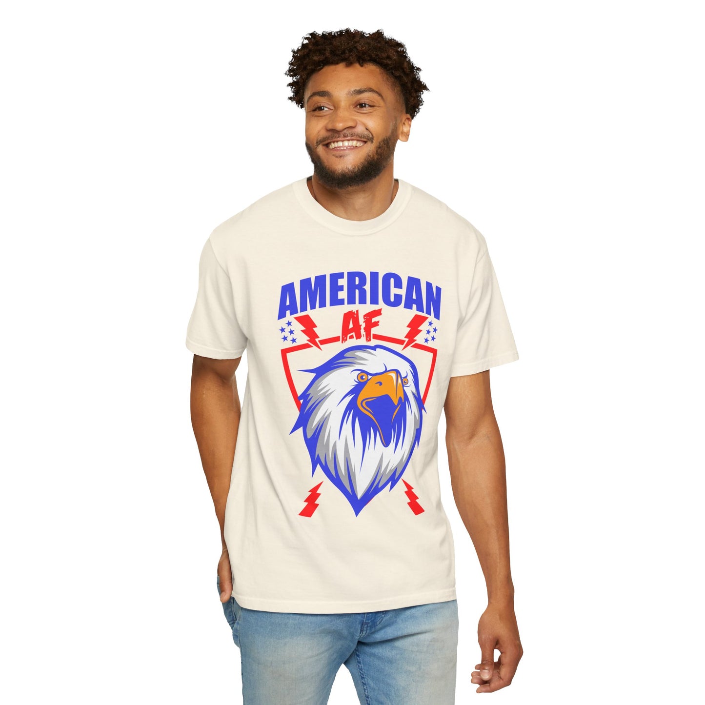 Patriotic Eagle T-Shirt, American AF Graphic Tee, Unisex Tee, 4th of July Shirt, Casual Wear, Gift for Patriots, Summer Style - 13731