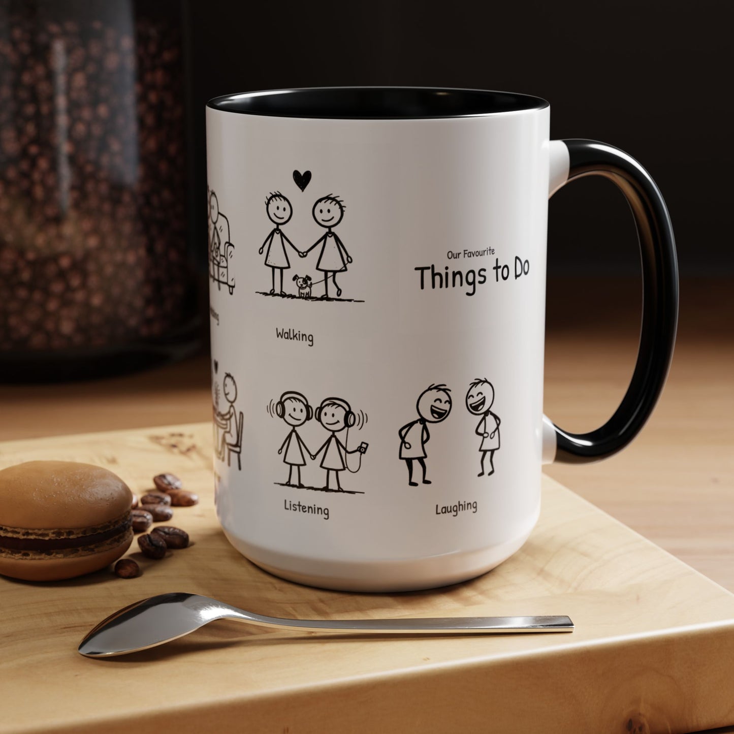 Our Favorite Things to Do Valentine’s Mug – Cozy Couples Illustrated Accent Coffee Mug - 14705