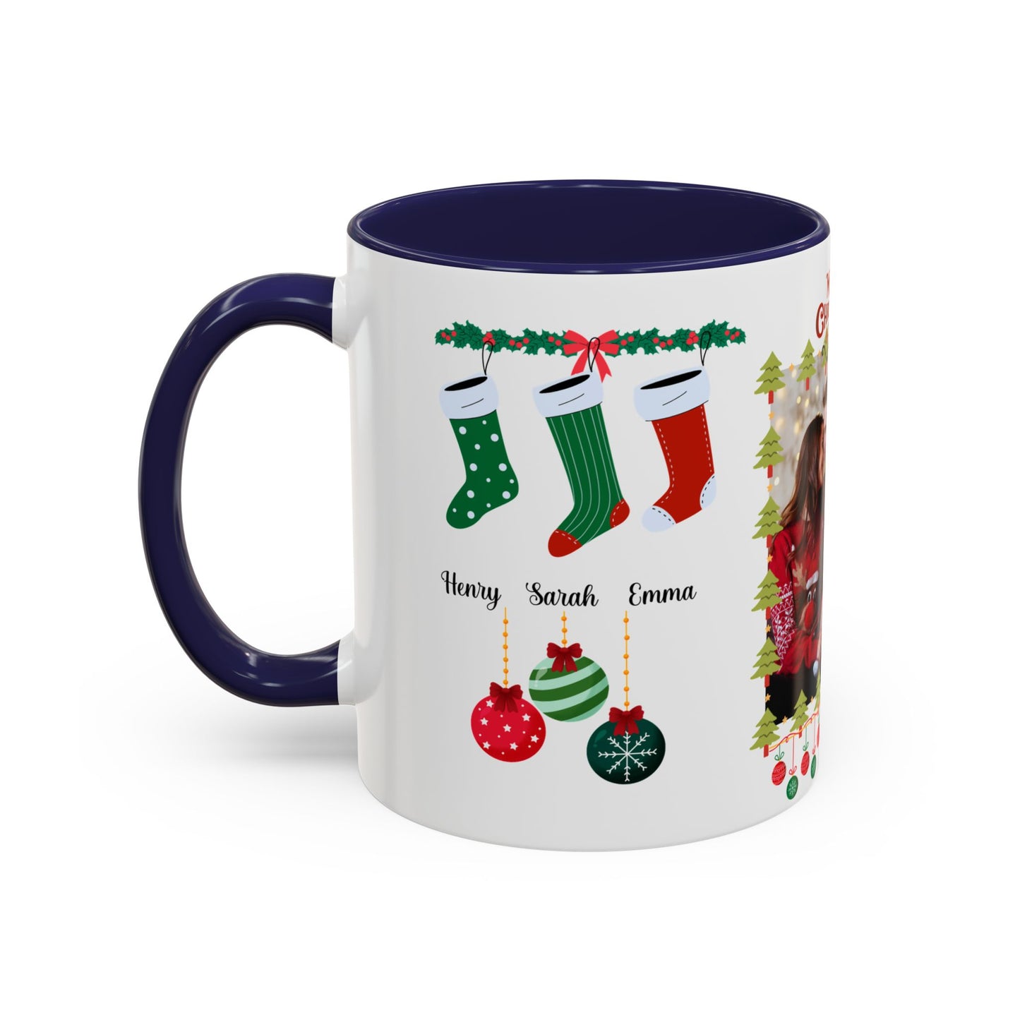 Christmas, Family Photo, Customizable, Accent Coffee Mug (11, 15oz)