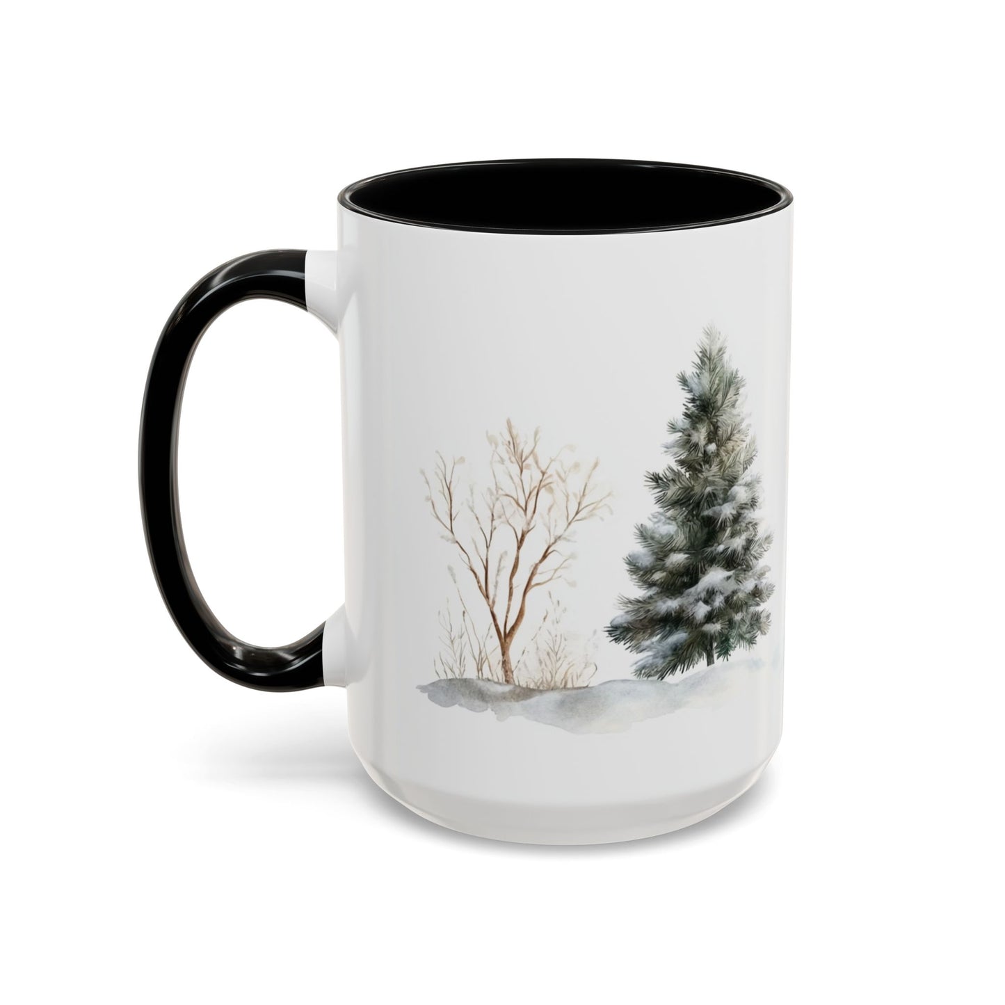 Winter Tree, Snowman & Puppy - Accent Coffee Mug (11, 15oz) - 10404