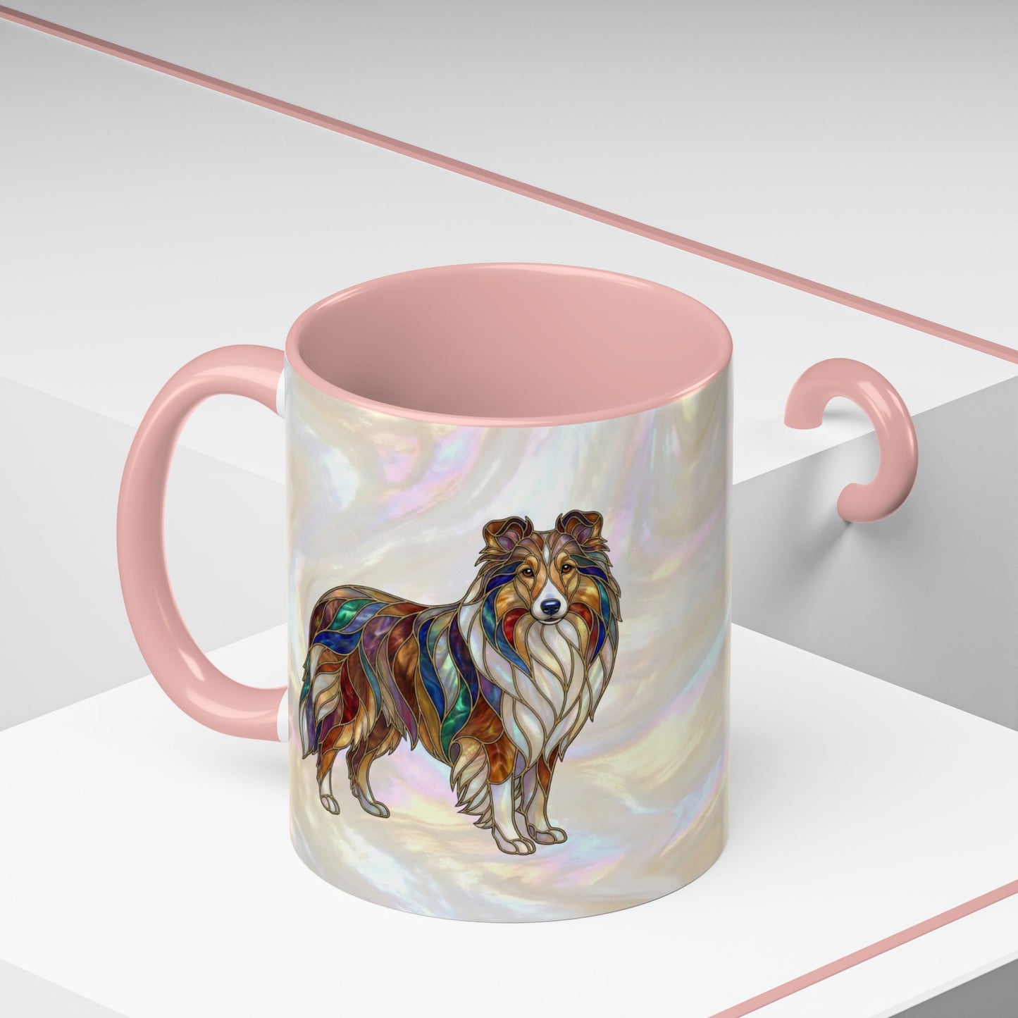 Sheltie Accent Coffee Mug – Stained Glass Design 11/15oz - 14645
