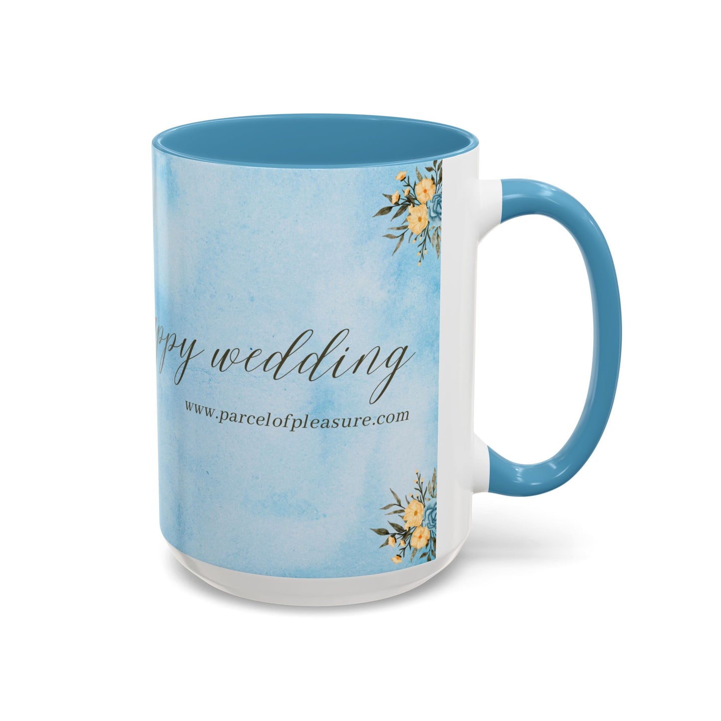 Happy Wedding, Details Customizable - Accent Coffee Mug (11, 15oz) - 11019