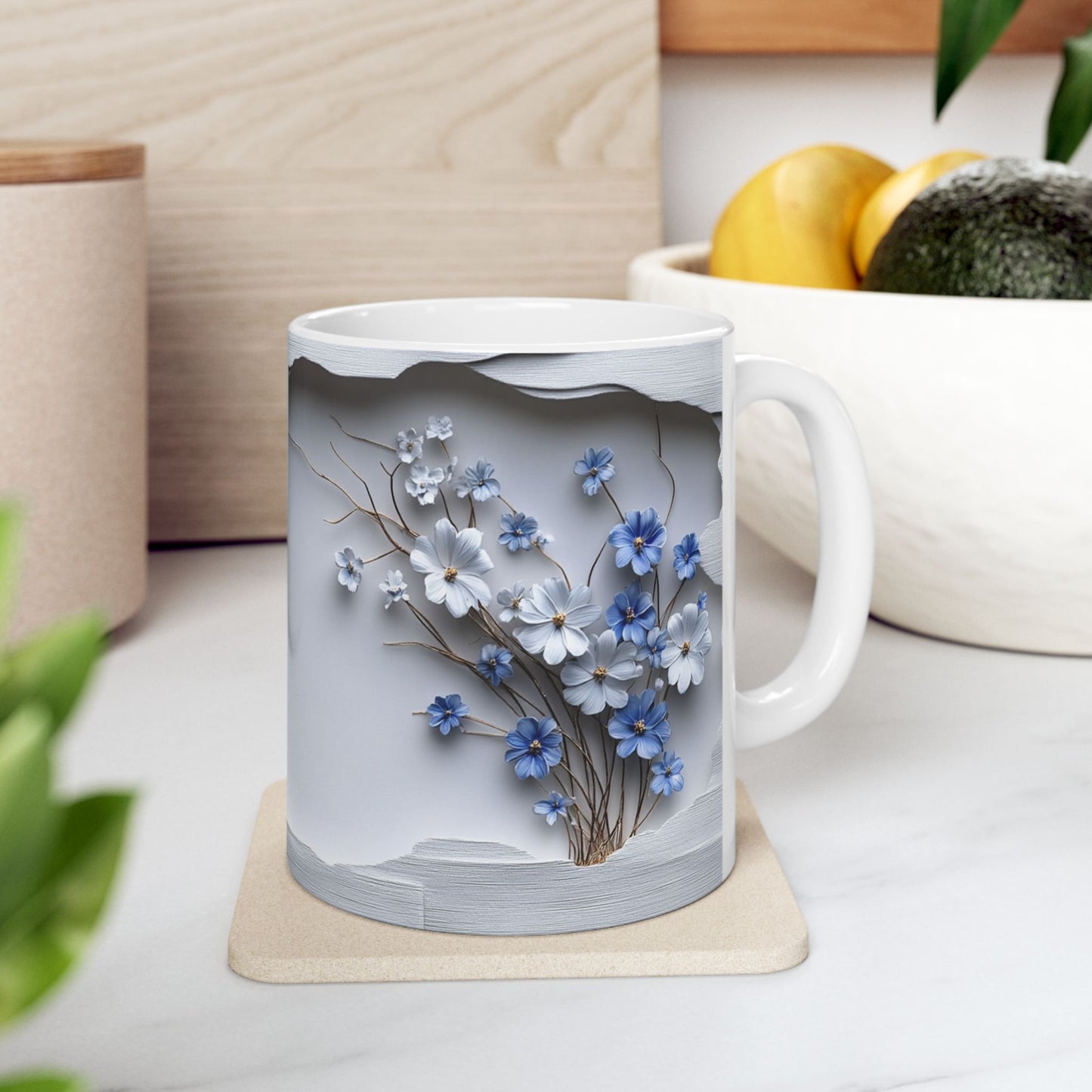 Beautiful Flowers, Vintage  - Ceramic Mug, (11oz, 15oz) - 11480