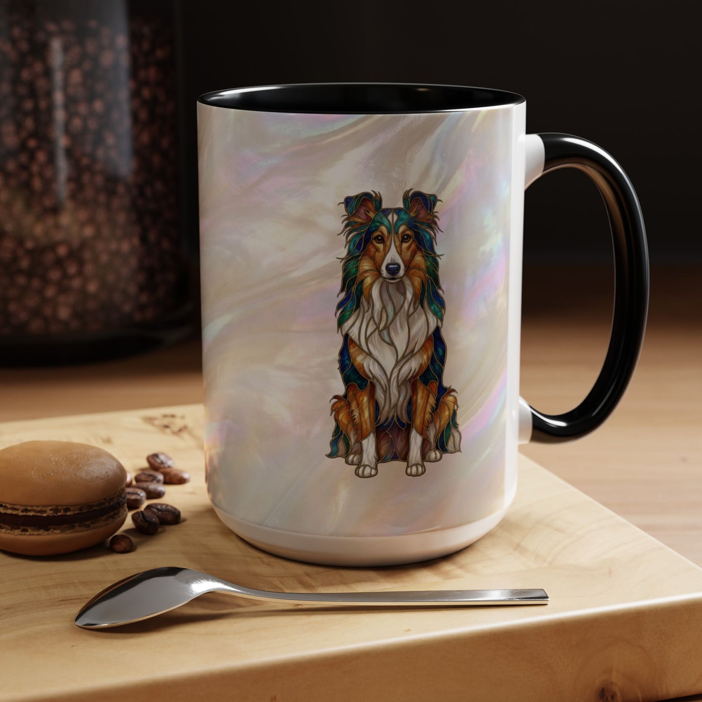 Sheltie Accent Coffee Mug – Stained Glass Design 11/15oz - 14645