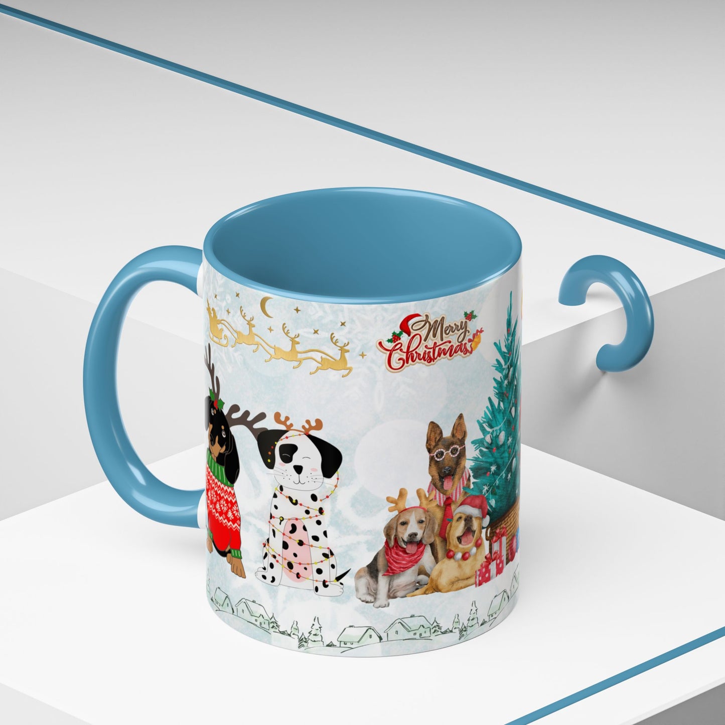 Merry Christmas Dogs - Accent Coffee Mug (11, 15oz)