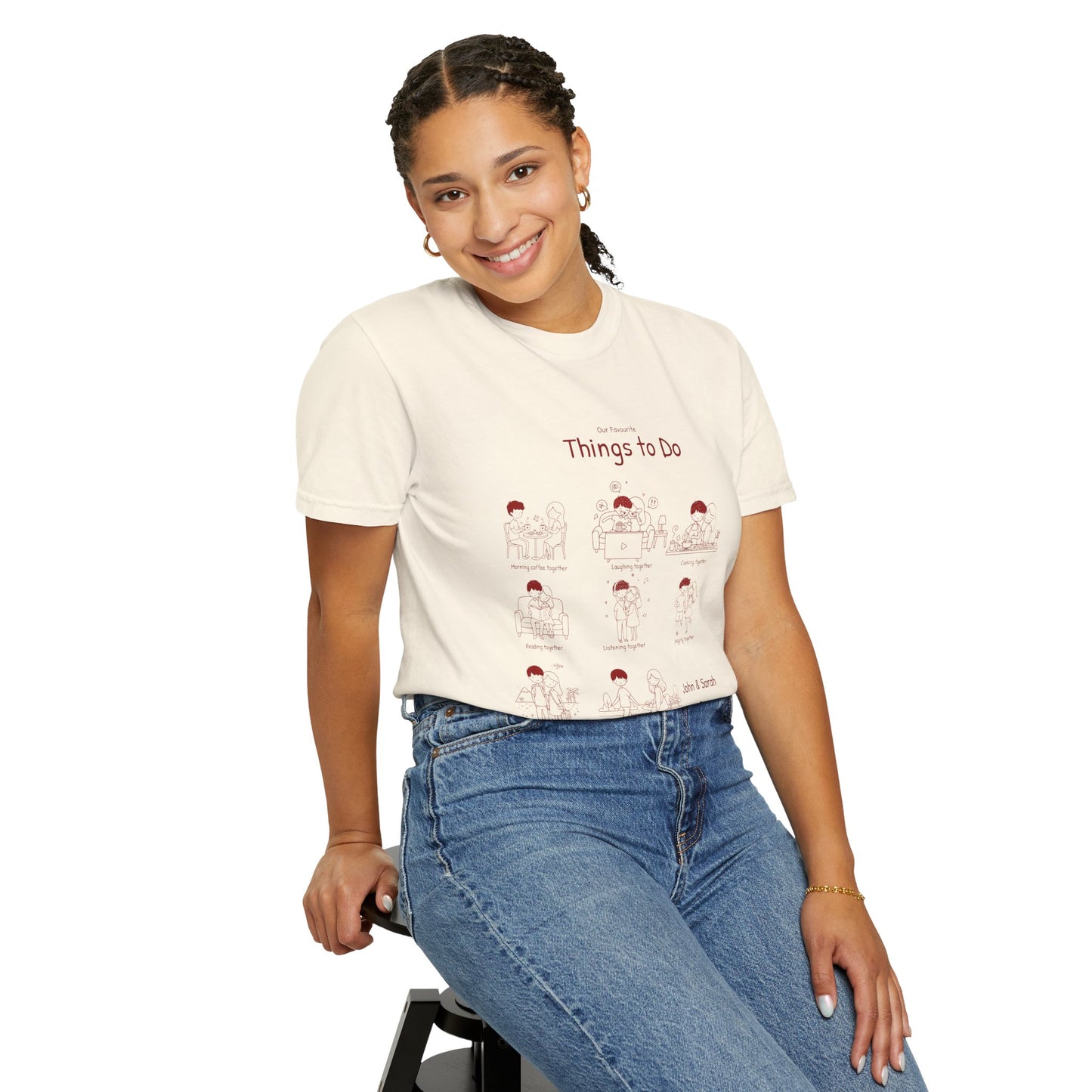 Our Favourite Things to Do Together – Personalised Valentine’s Illustration T-Shirt Gift - 14724