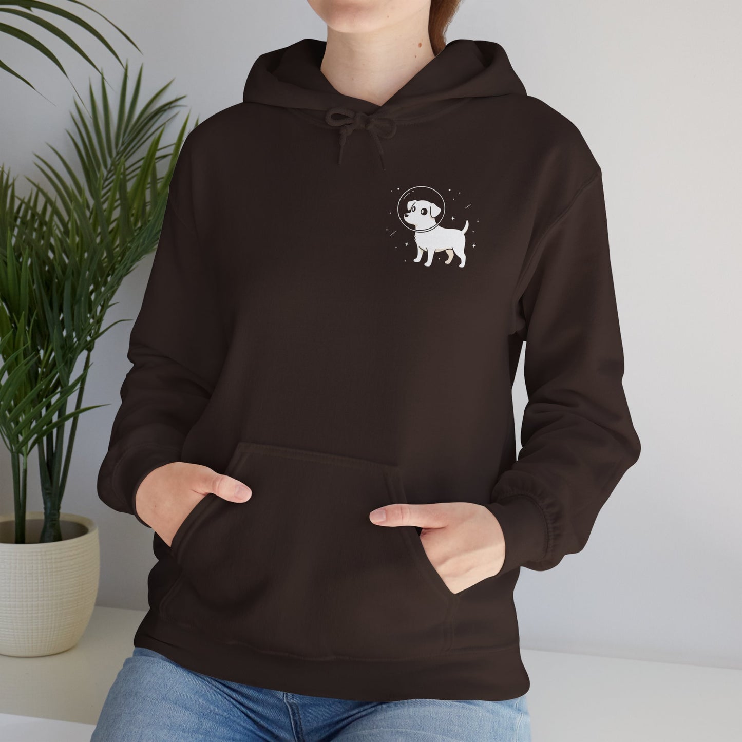 Dog in Space Hoodie – Space Puppy Graphic Hooded Sweatshirt, Unisex Heavy Blend™ - 14679