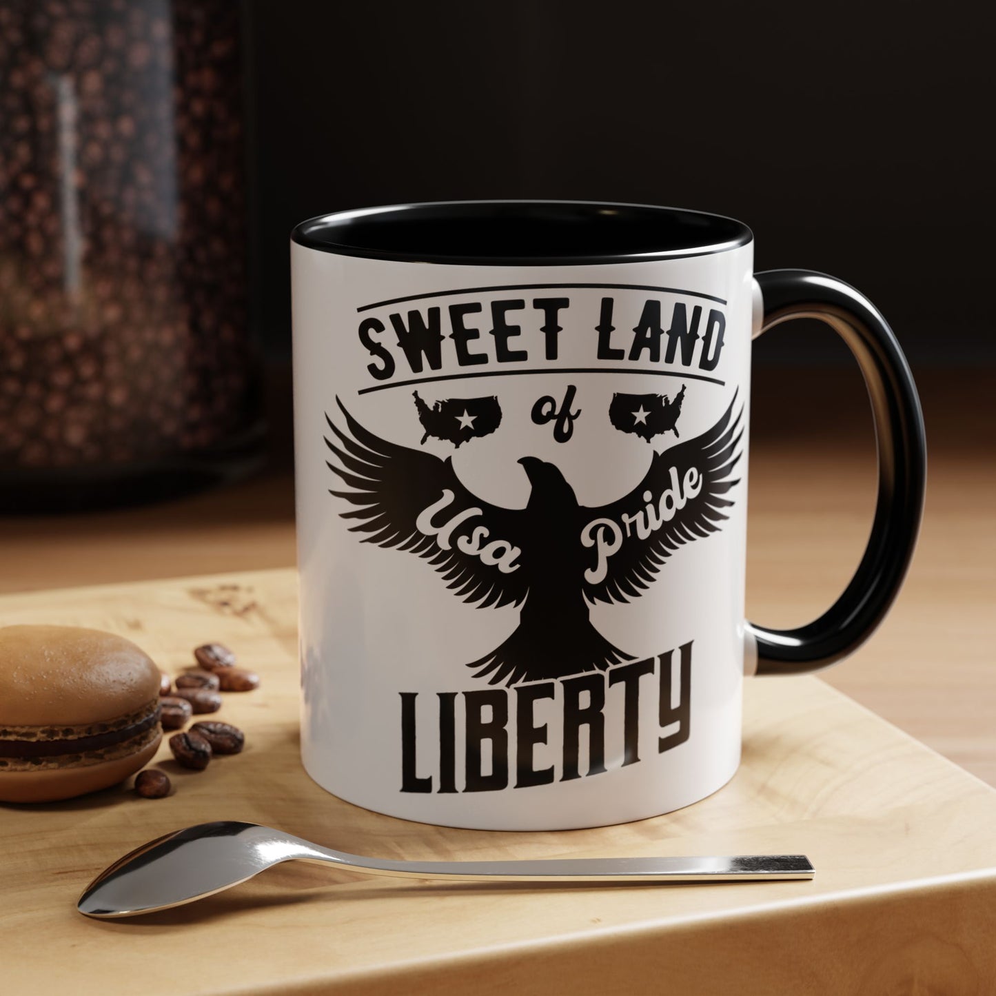 Patriotic Coffee Mug - Sweet Land of Liberty Design, 4th of July Gift, Inspirational Drinkware, American Pride Mug, Vintage Style Cup - 13892