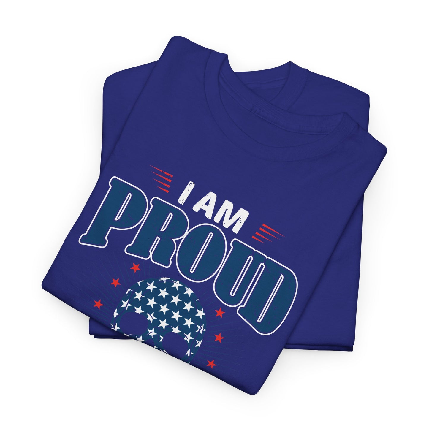 "I'm a Proud American" Unisex Heavy Cotton Tee, Patriotic Shirt, Independence Day Apparel, Casual Wear, Gift for Veterans - 13637