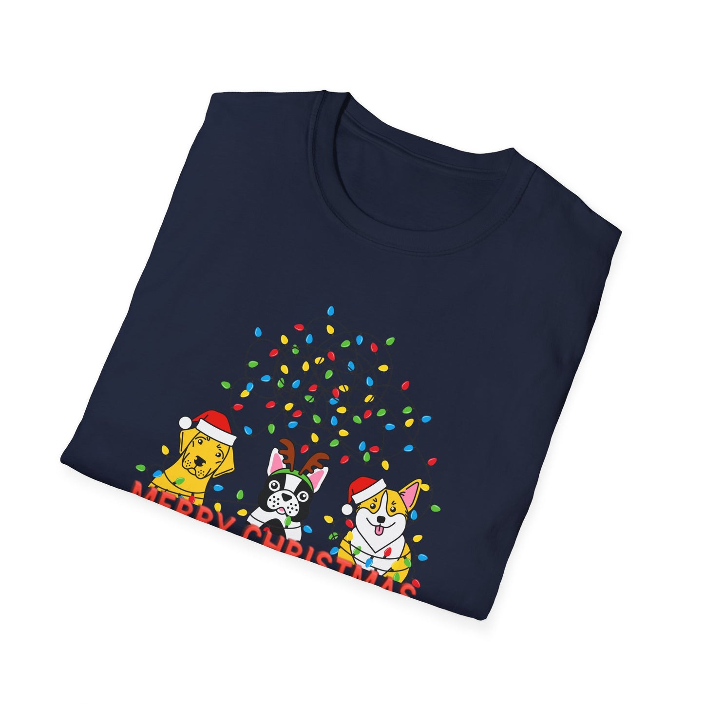 Dogs, Merry Christmas - Unisex Softstyle T-Shirt - 10204