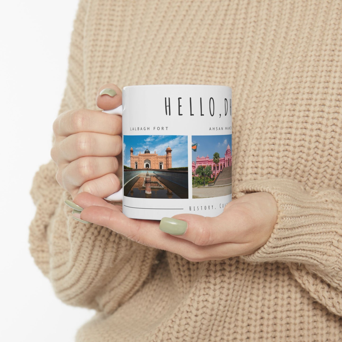 Hello Dhaka! Ceramic Mug – 11oz & 15oz – Perfect Gift for Travel Lovers and Culture Enthusiasts - 12211