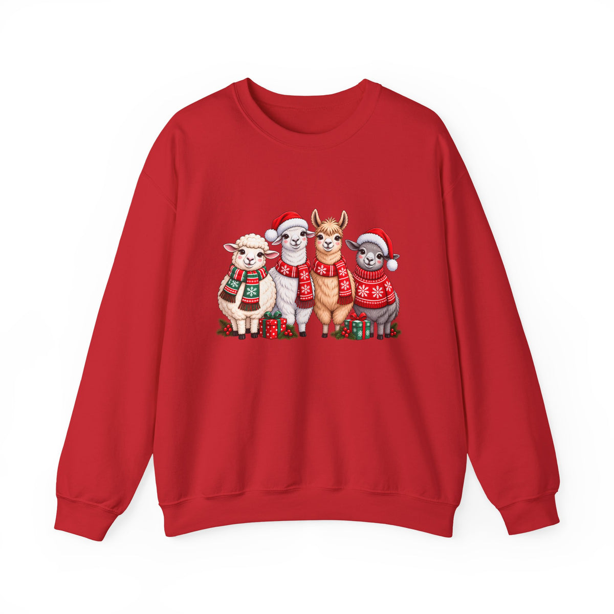 Festive Christmas Animal Friends Sweatshirt, Cute Sheep & Alpaca Holiday Crewneck - 14553