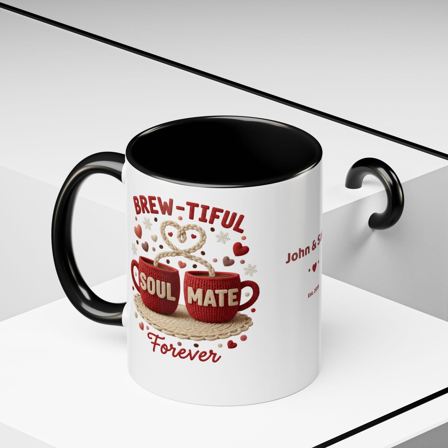 Brew-tiful Soulmates Forever Personalized Mug — Custom Names & Established Date (11oz / 15oz) - 14746