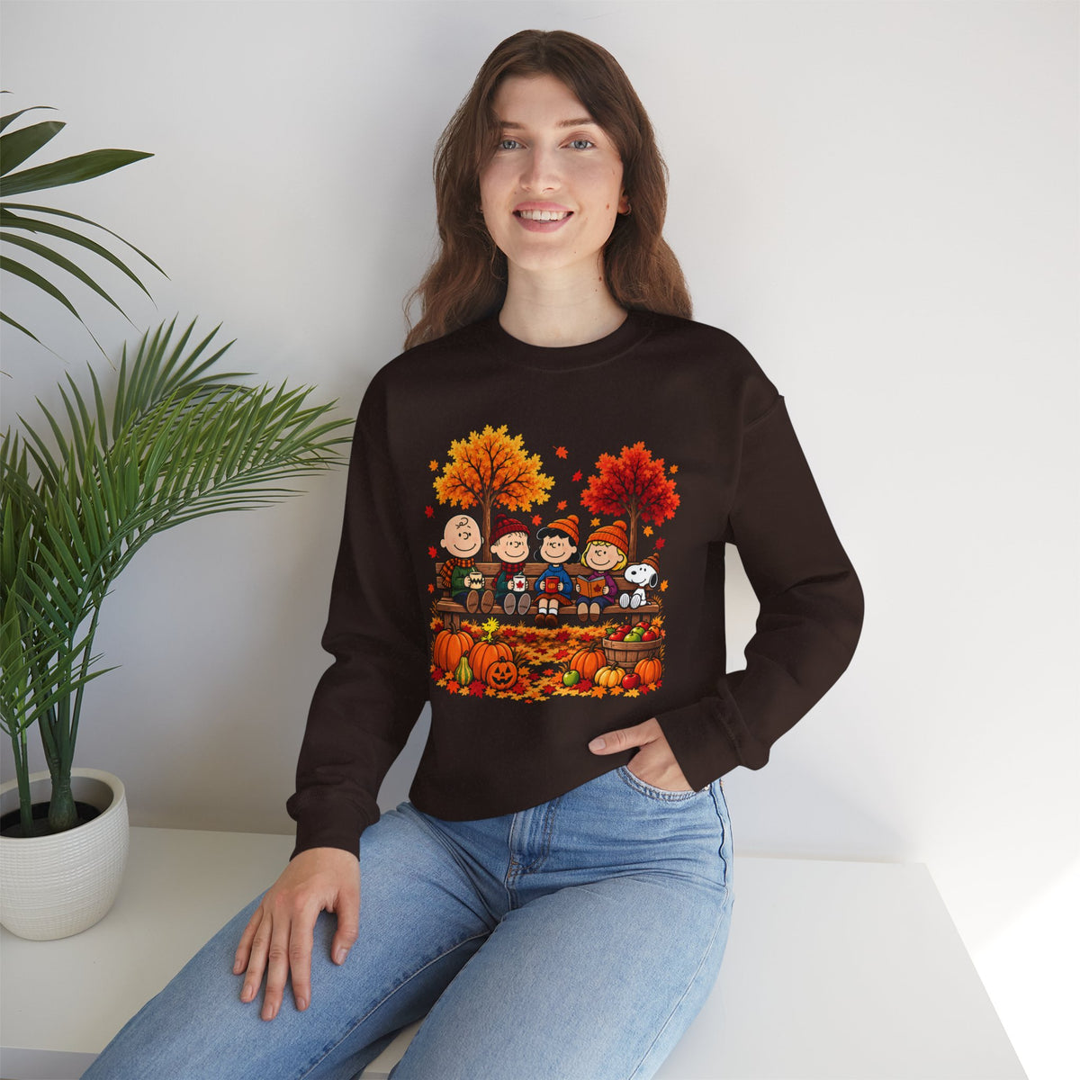 Fall Friends Crewneck Sweatshirt, Cute Autumn Pumpkin Patch Design - 14999