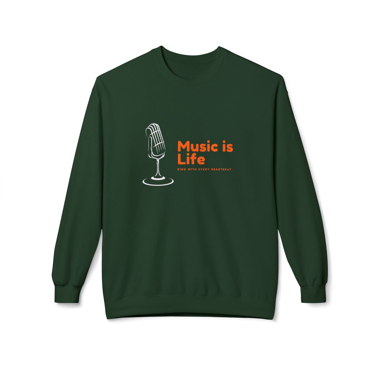 Music is Life - Unisex Midweight Softstyle Fleece Crewneck Sweatshirt - 10602