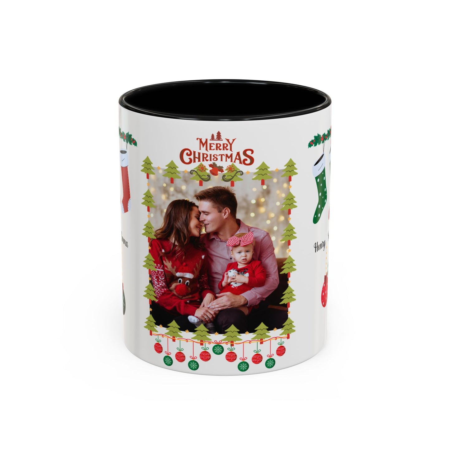 Christmas, Family Photo, Customizable, Accent Coffee Mug (11, 15oz)