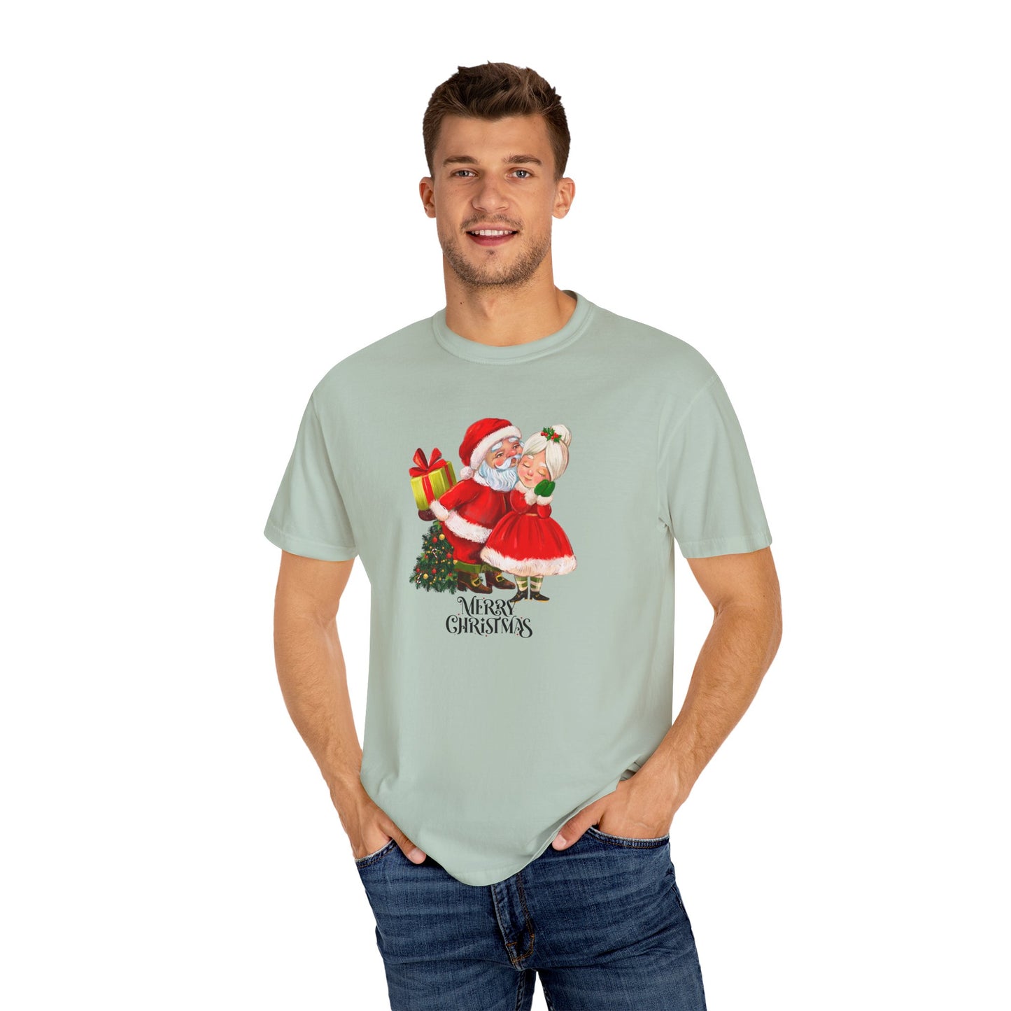 Santa & His Partner - Unisex Garment-Dyed T-shirt - 10025