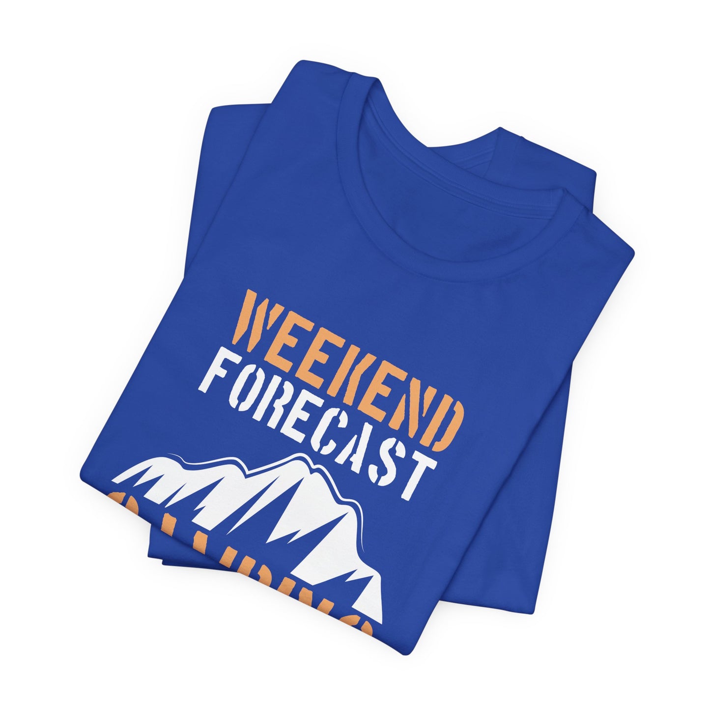 Camping: Weekend Forecast, Camping With A Chance Of Cold Beer In My Hand - Unisex Jersey Short Sleeve Tee - 12570