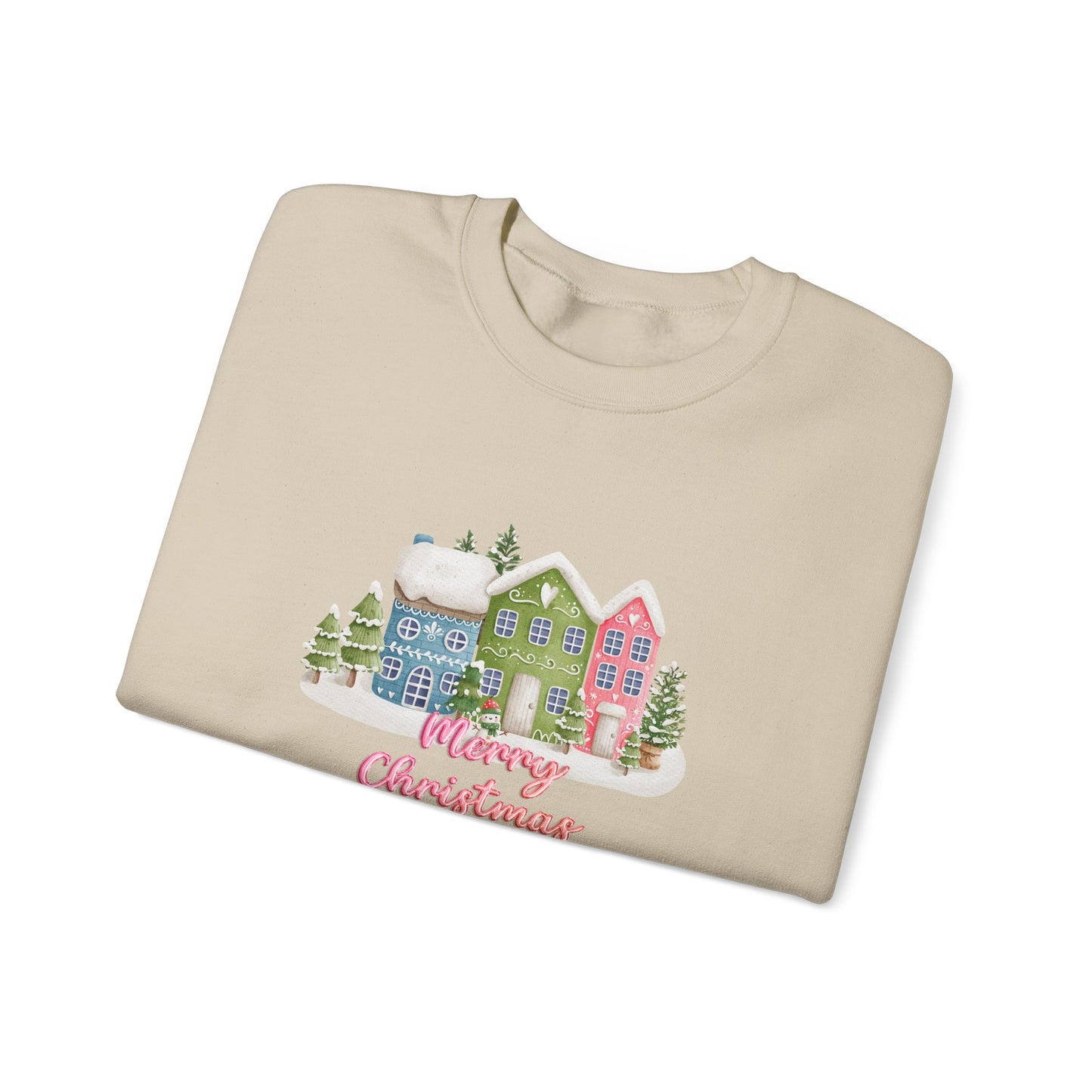 Merry Christmas, Houses - Unisex Heavy Blend™ Crewneck Sweatshirt - 10136