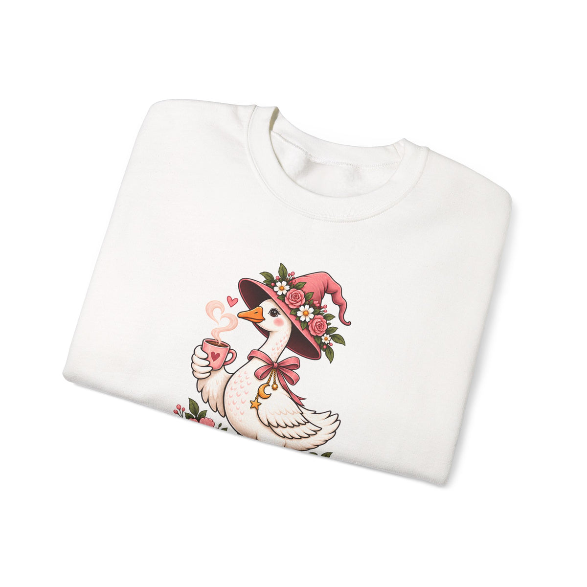 Pretty Little Goose Witch Sweatshirt, Cute Floral Halloween Crewneck - 14532