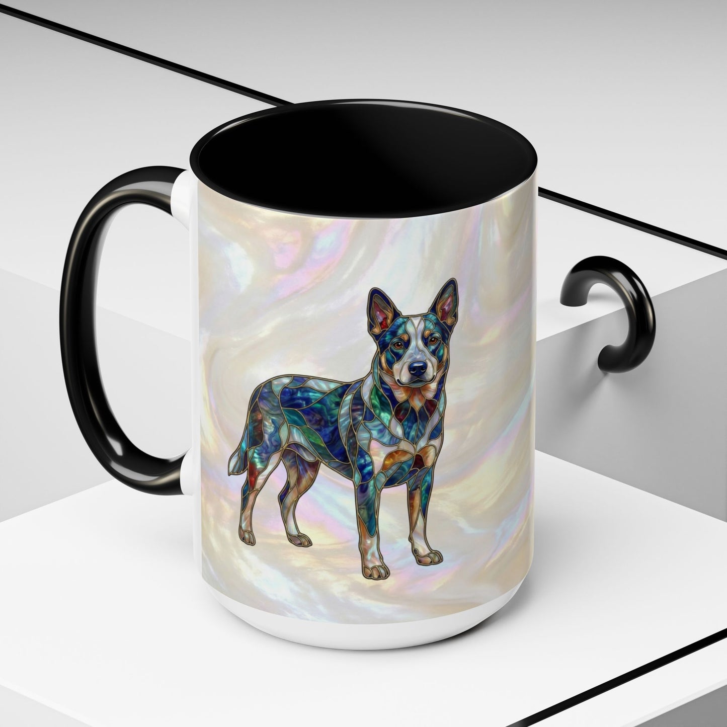 Australian Cattle Dog Accent Mug — Stained Glass Design (11/15oz) - 14613