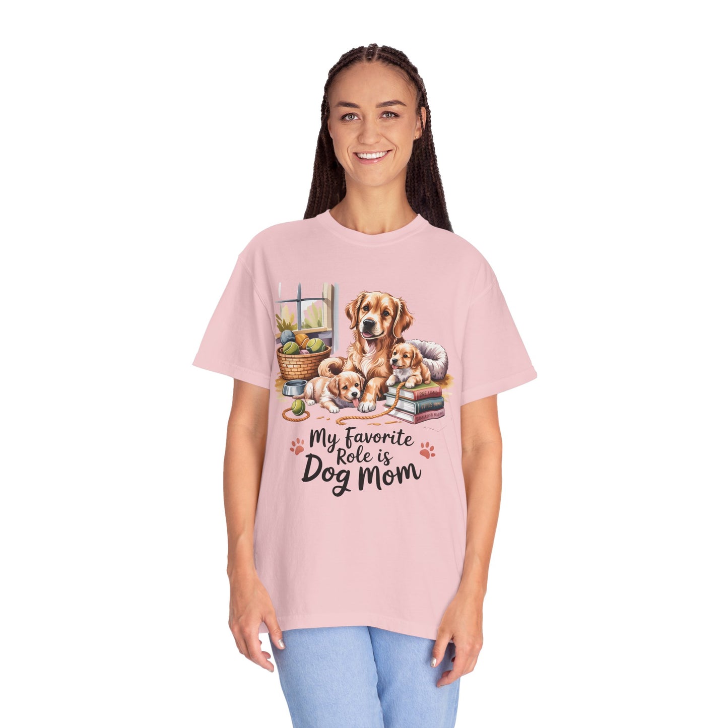 Dog Mom Shirt – My Favorite Role is Dog Mom | Cute Golden Retriever Puppy T-Shirt for Dog Lovers - 14800