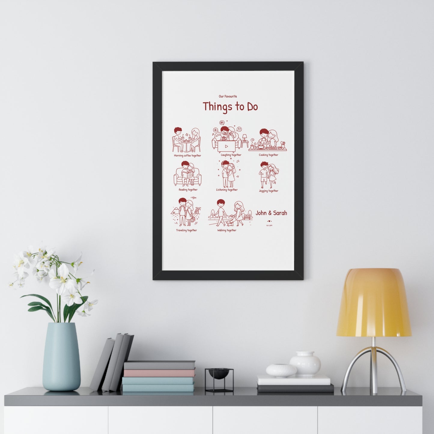 Framed Poster – “Our Favourite Things to Do” Personalized Couple Print | Valentine’s Gift - 14712
