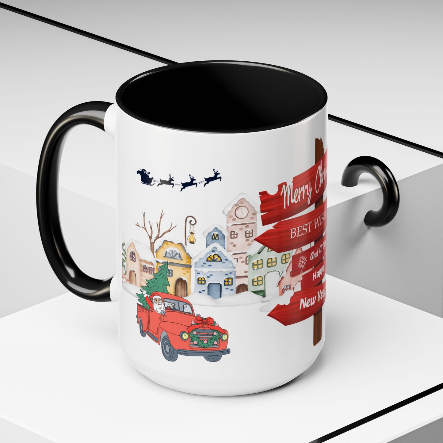 Merry Christmas - Accent Coffee Mug (11, 15oz)