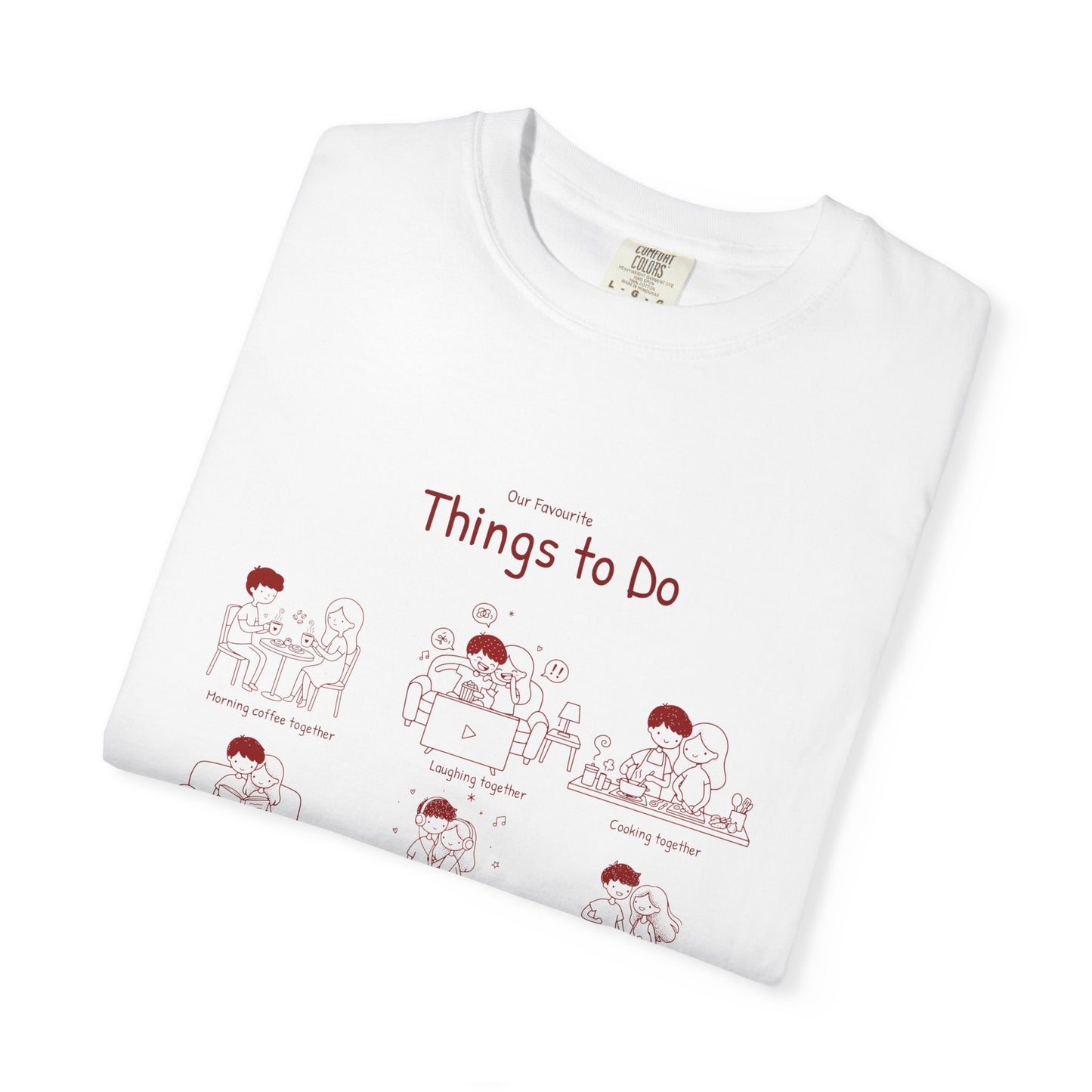 Our Favourite Things to Do Together – Personalised Valentine’s Illustration T-Shirt Gift - 14724