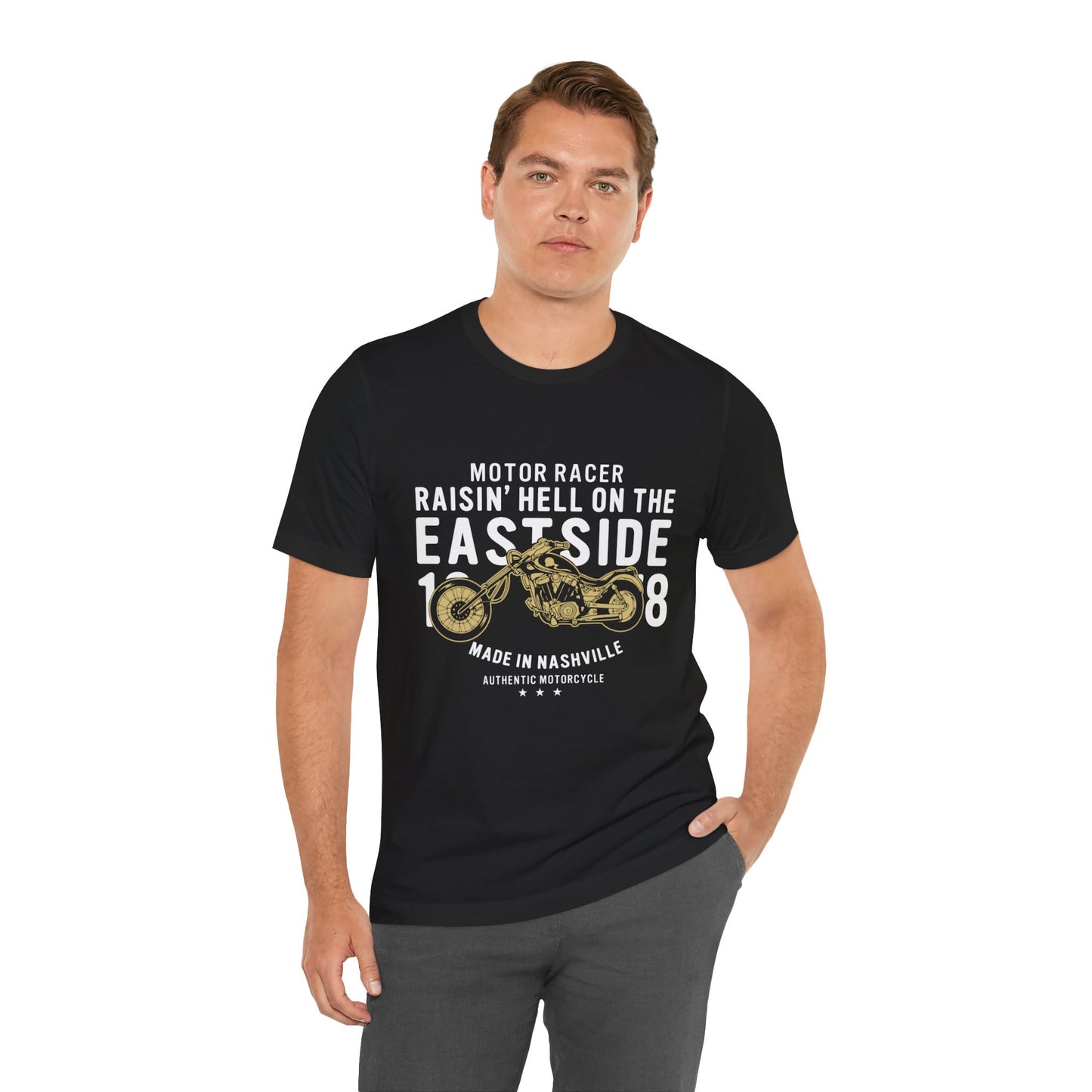 Motor Racer, Raising Hell On the Fastside - Unisex Jersey Short Sleeve Tee