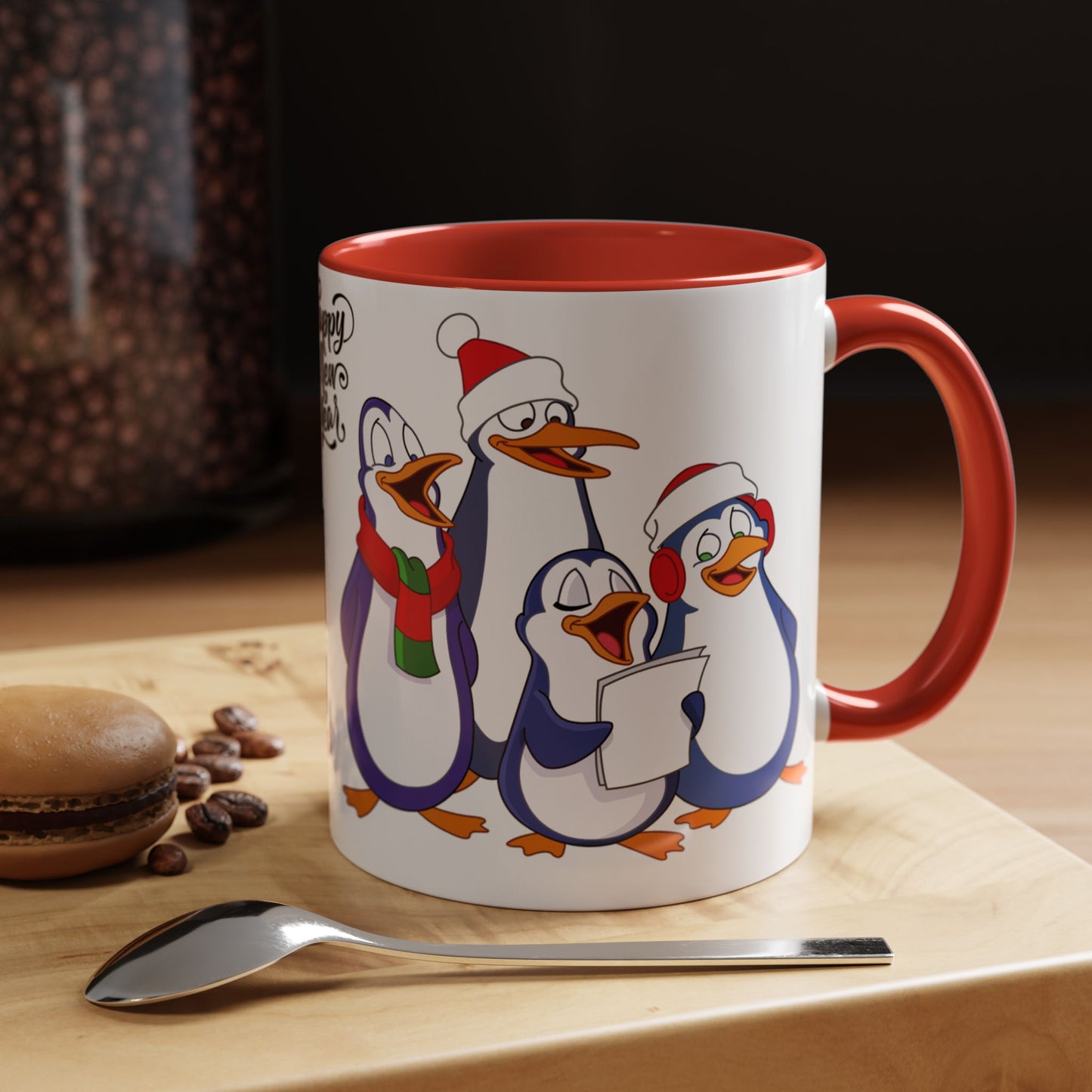 Penguins, Happy New Year - Accent Coffee Mug (11, 15oz) - 10291