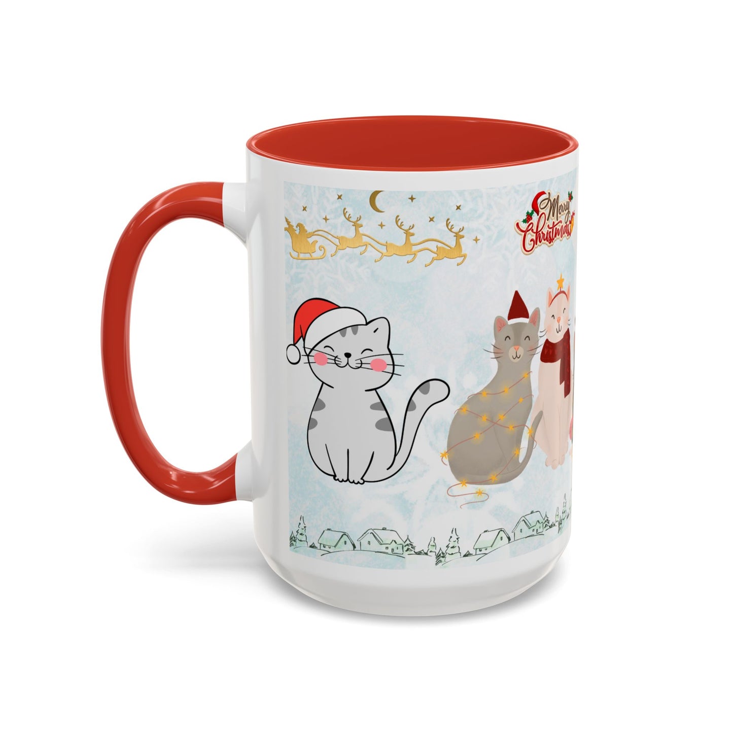 Merry Christmas, Cats - Accent Coffee Mug (11, 15oz)