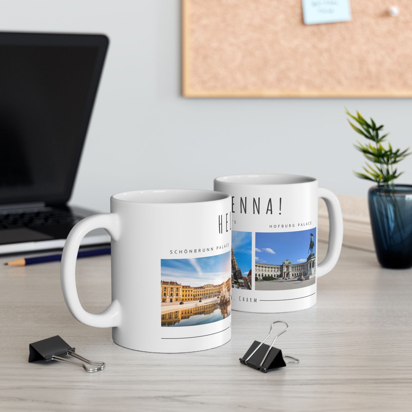 Hello Vienna! Scenic Ceramic Mug - 11oz & 15oz, Perfect for Travelers & Coffee Lovers - 12166