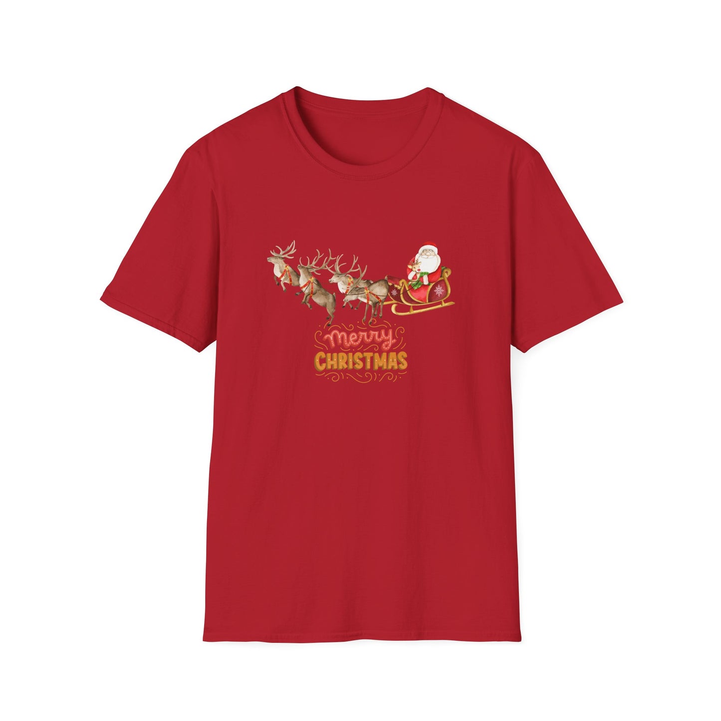 Santa & Reindeers - Unisex Softstyle T-Shirt - 10024