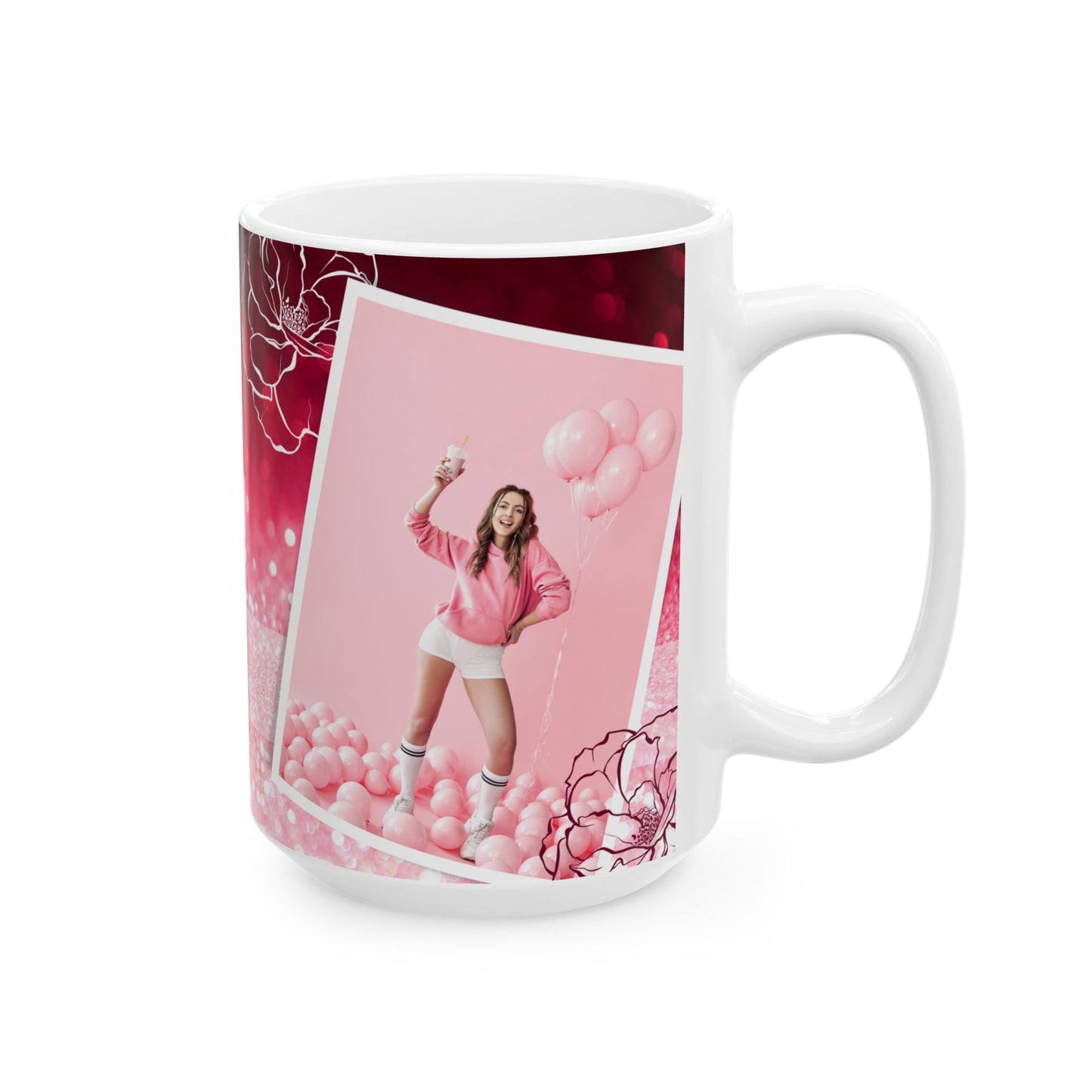 Happy Birthday Ceramic Mug | Personalized Gift for Friends | Celebration Cup | Best Friend Birthday Mug | Pink Sparkle Design - 13991