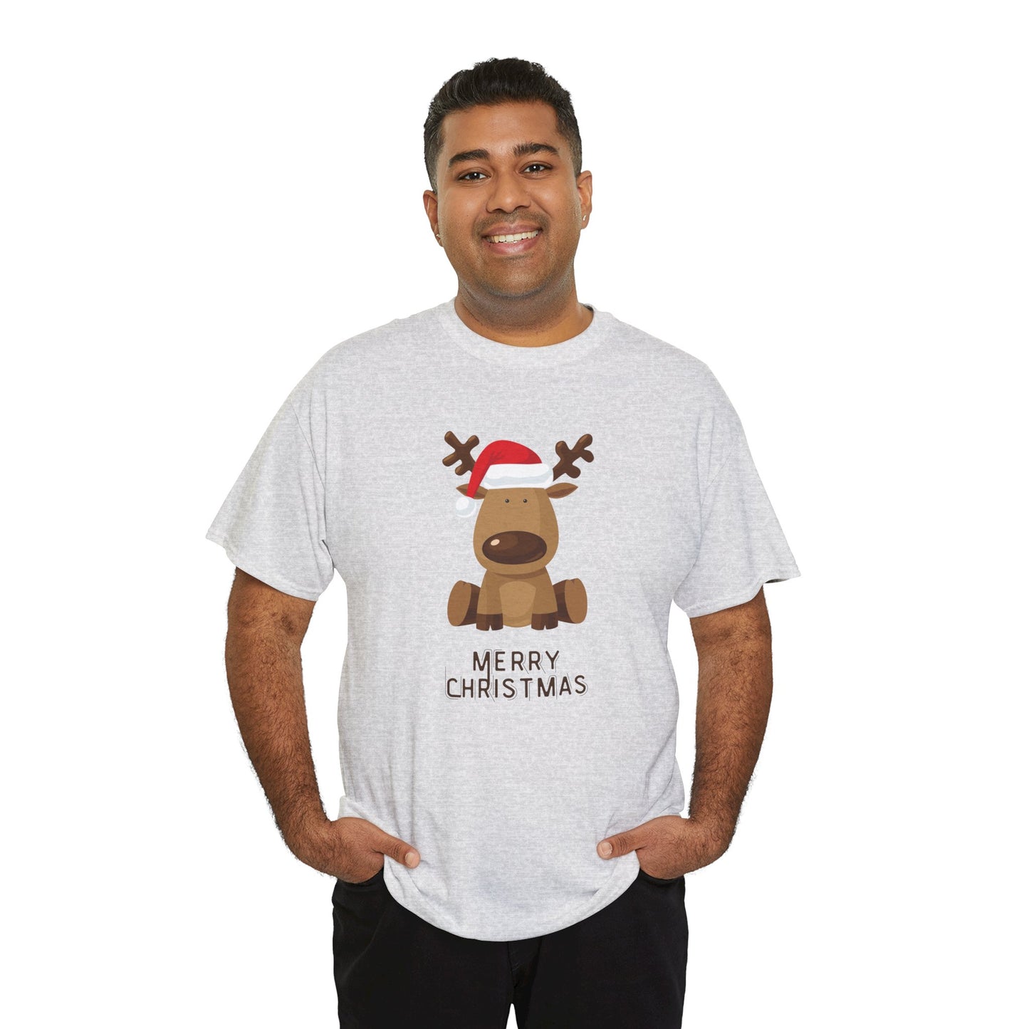 Reindeer: Merry Christmas - Unisex Heavy Cotton Tee