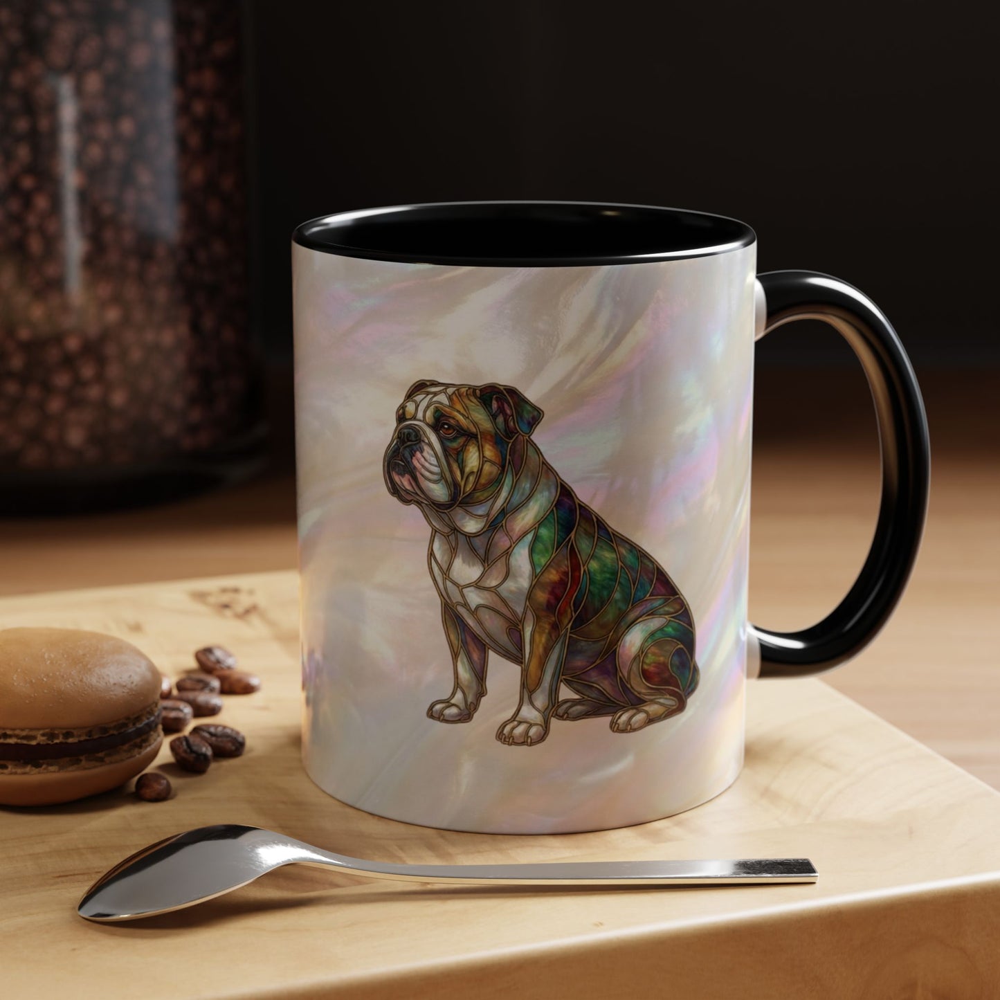 English Bulldog Accent Coffee Mug -Stained Glass Style (11/15oz) - 14630