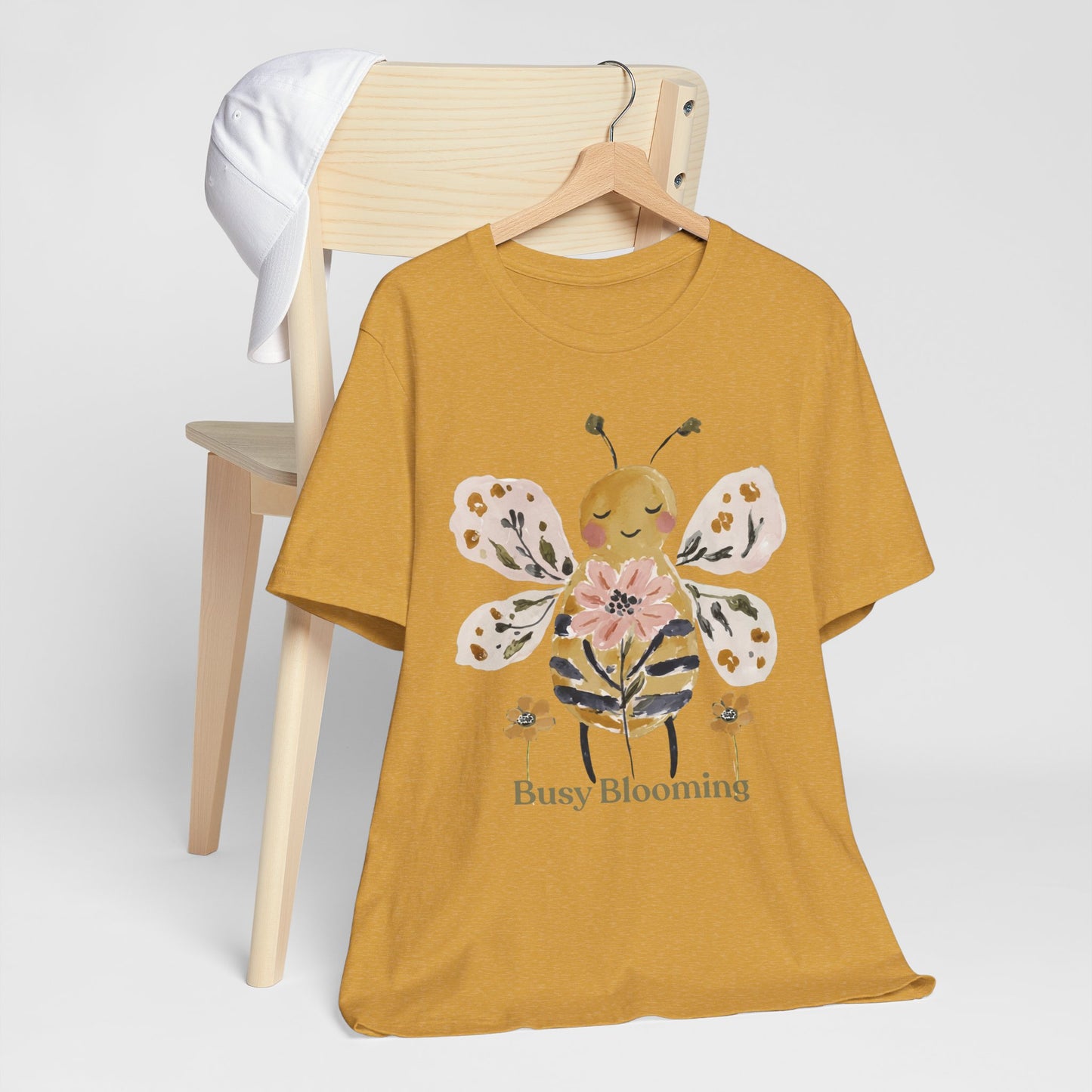 Busy Blooming Bee T-Shirt, Cute Watercolor Floral Bee Tee - 14960
