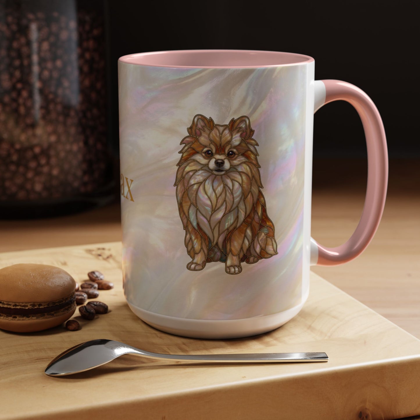 Pomeranian Accent Coffee Mug — Stained Glass Design (11/15oz) - 14638
