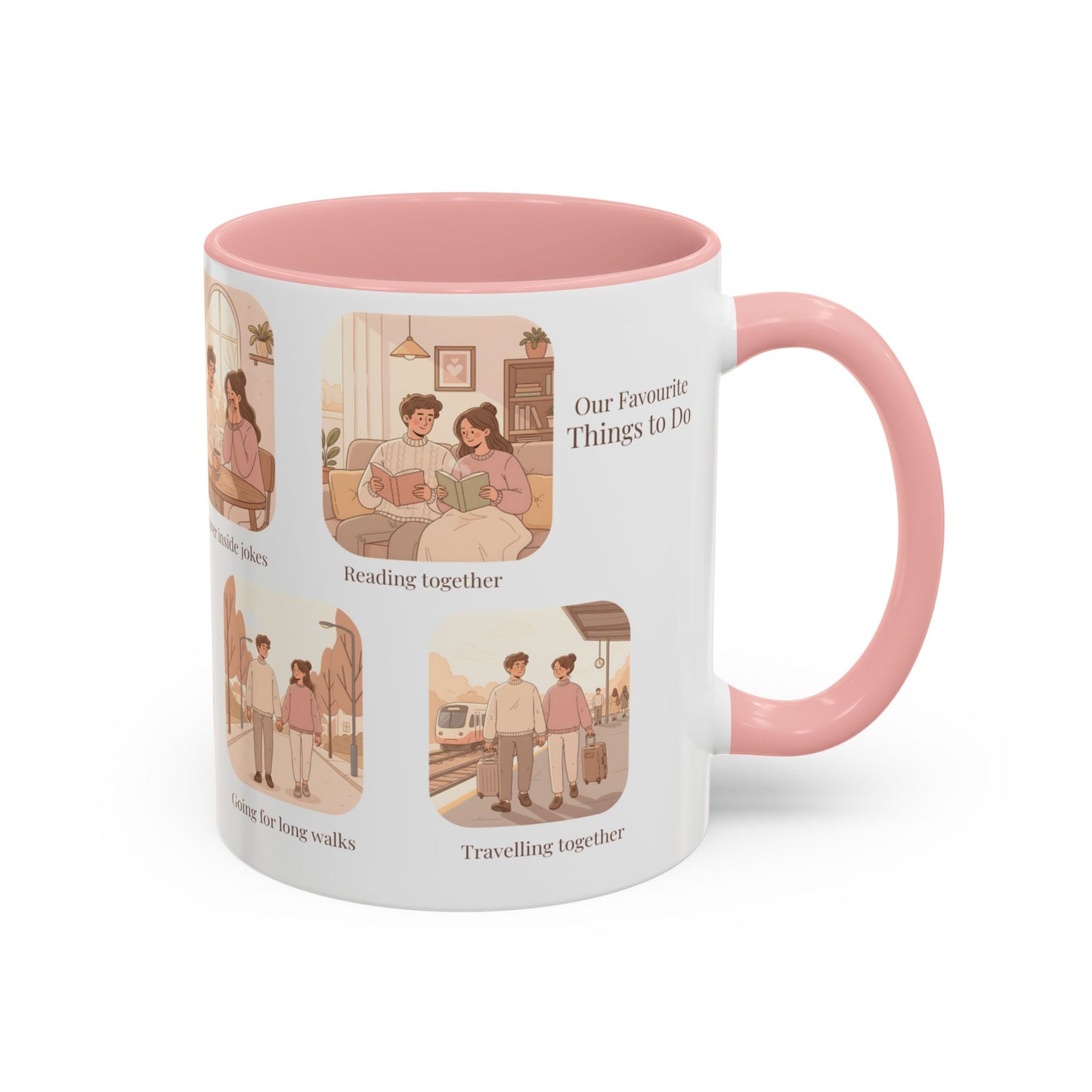 Our Favorite Things to Do Valentine’s Mug – Cozy Couples Illustrated Accent Coffee Mug - 14701