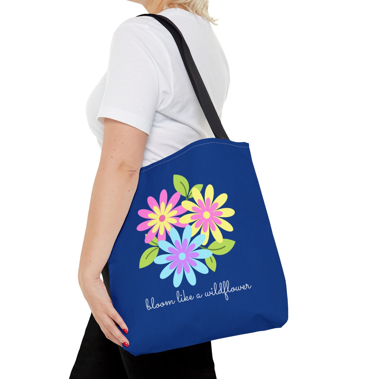 Bloom Like A Wildflower, Royal Blue - Tote Bag (AOP) - 10194