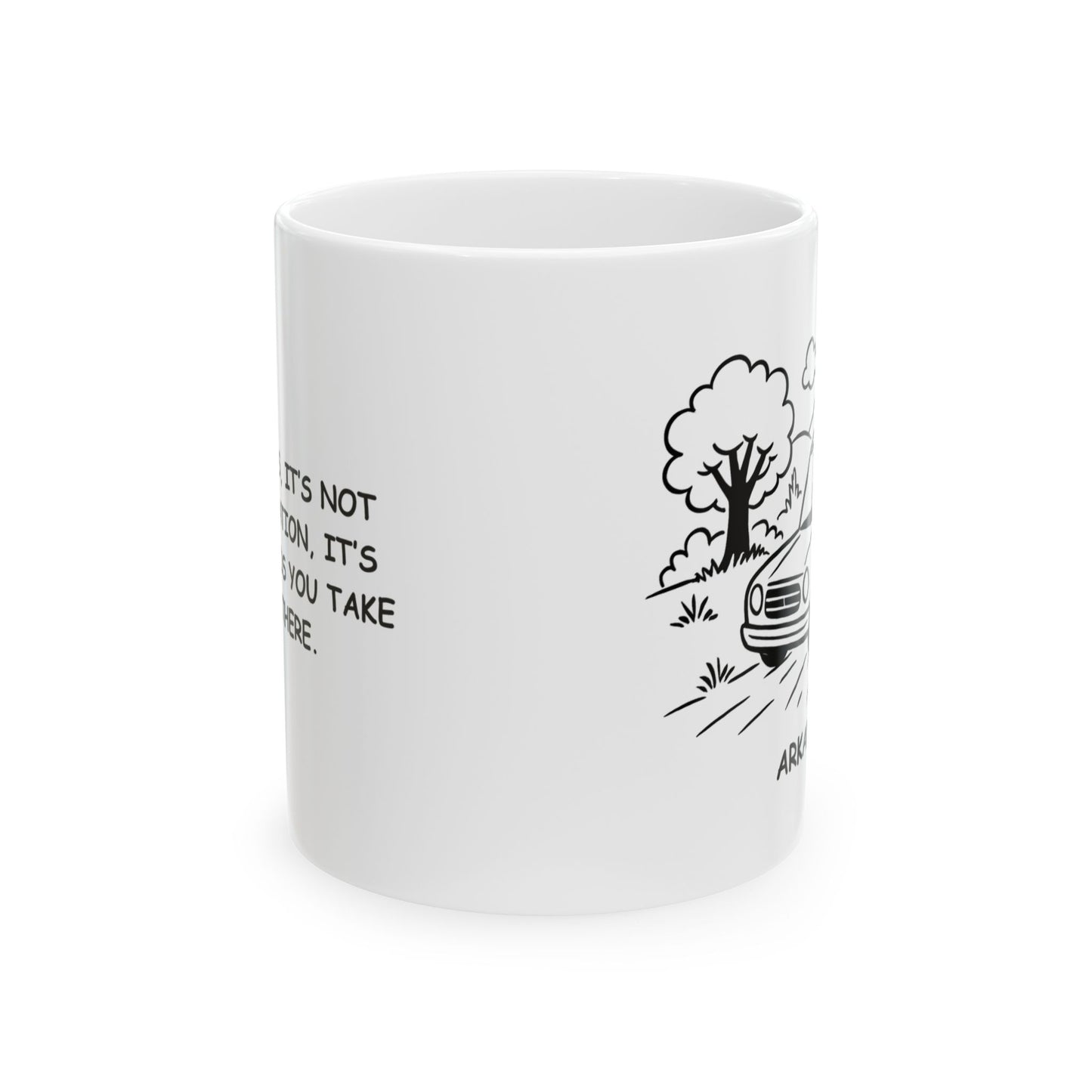 "In Arkansas, it’s not the destination, it’s the backroads you take to get there." Ceramic Mug - 13346