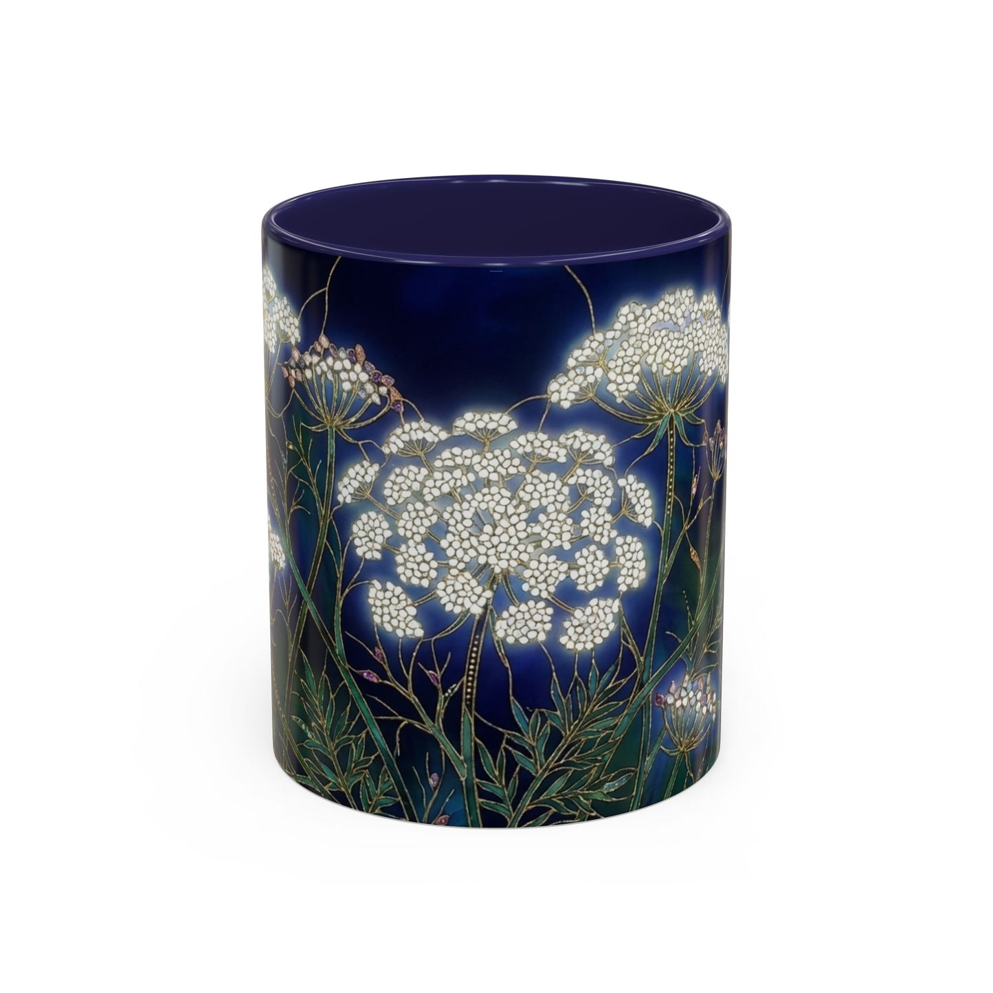 Queen Anne's Lace Floral Coffee Mug — Stained Glass Design (11/15oz) - 14583