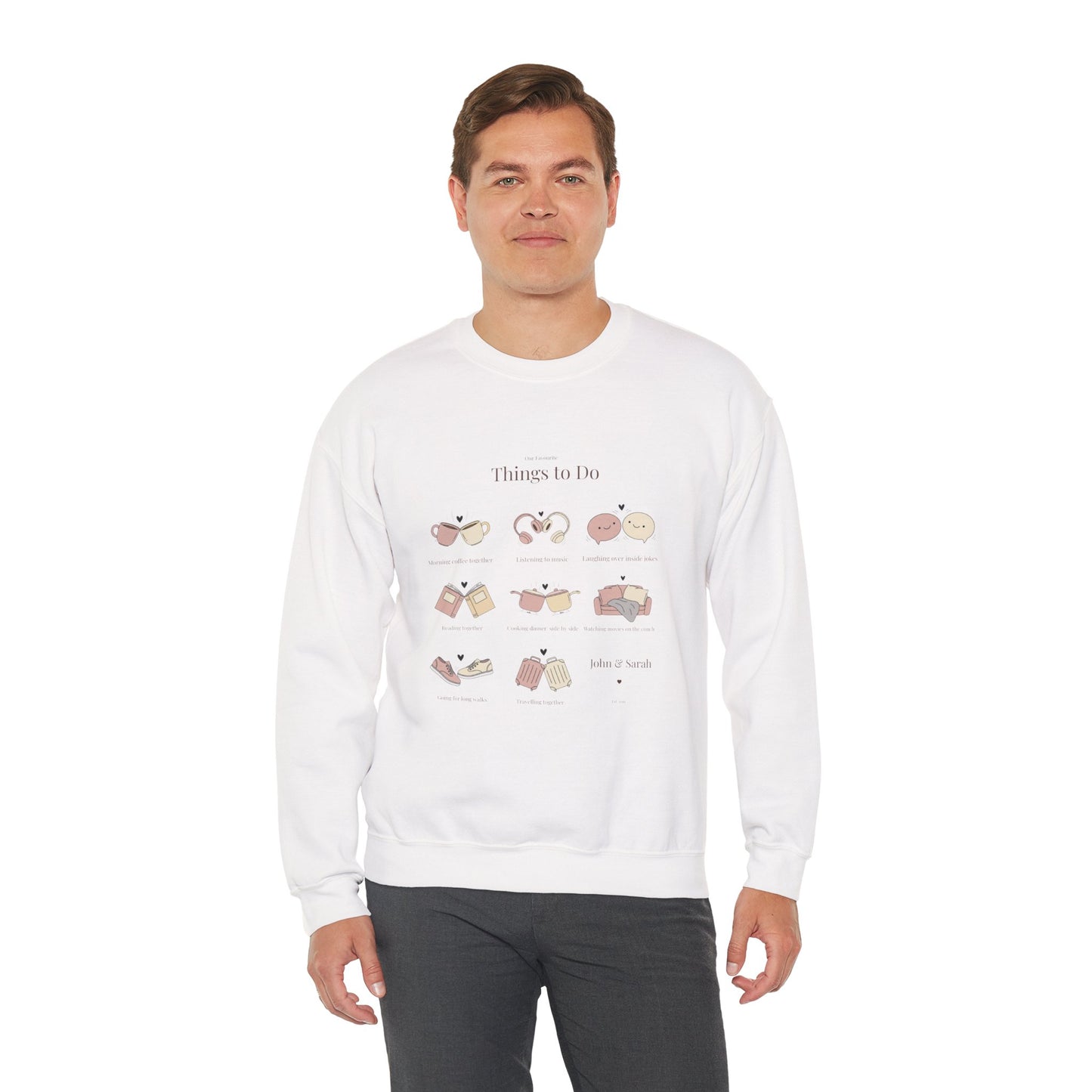 Our Favourite Things to Do Together – Personalised Illustration Crewneck Sweatshirt | Valentine’s Gift - 14726
