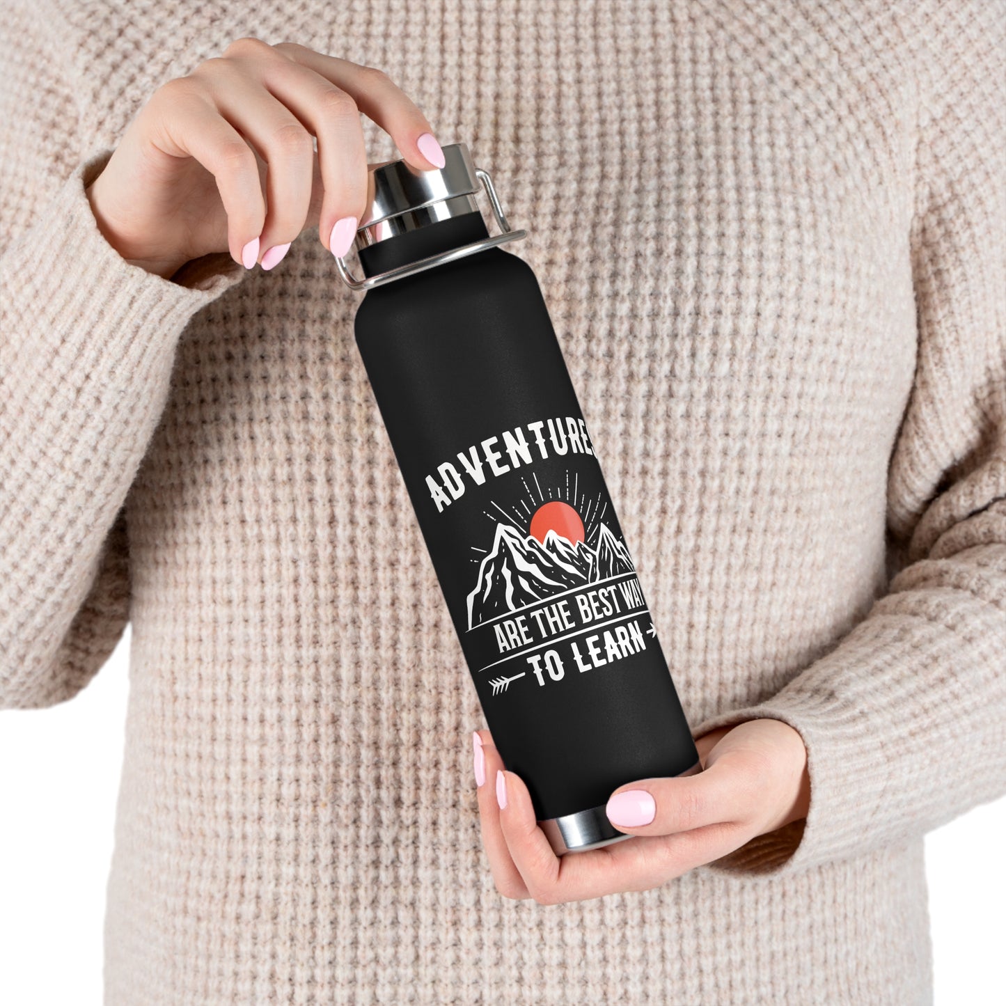 Adventures Are The Best Way To Learn - Customizable  Copper Vacuum Insulated Bottle, 22oz - 12670