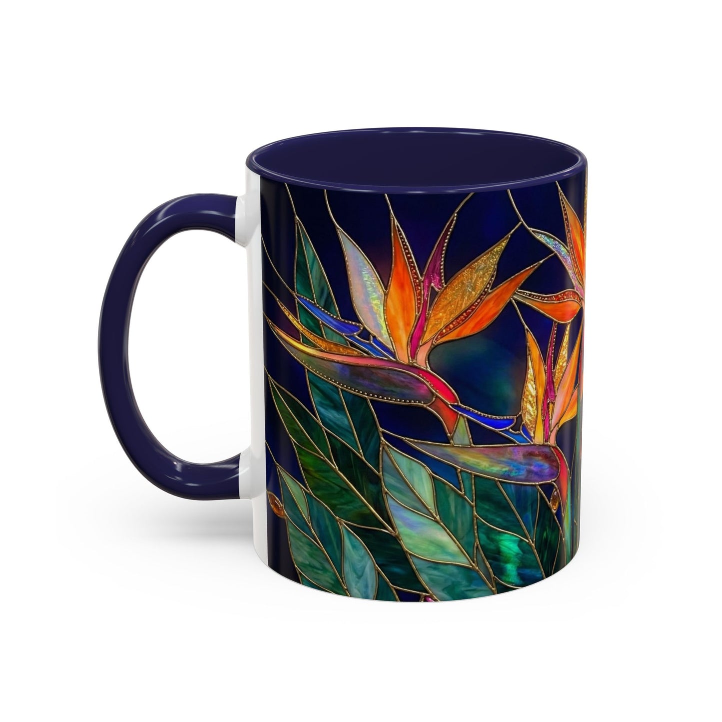 Bird of Paradise Floral Coffee Mug — Stained Glass Design 11/15oz - 14556