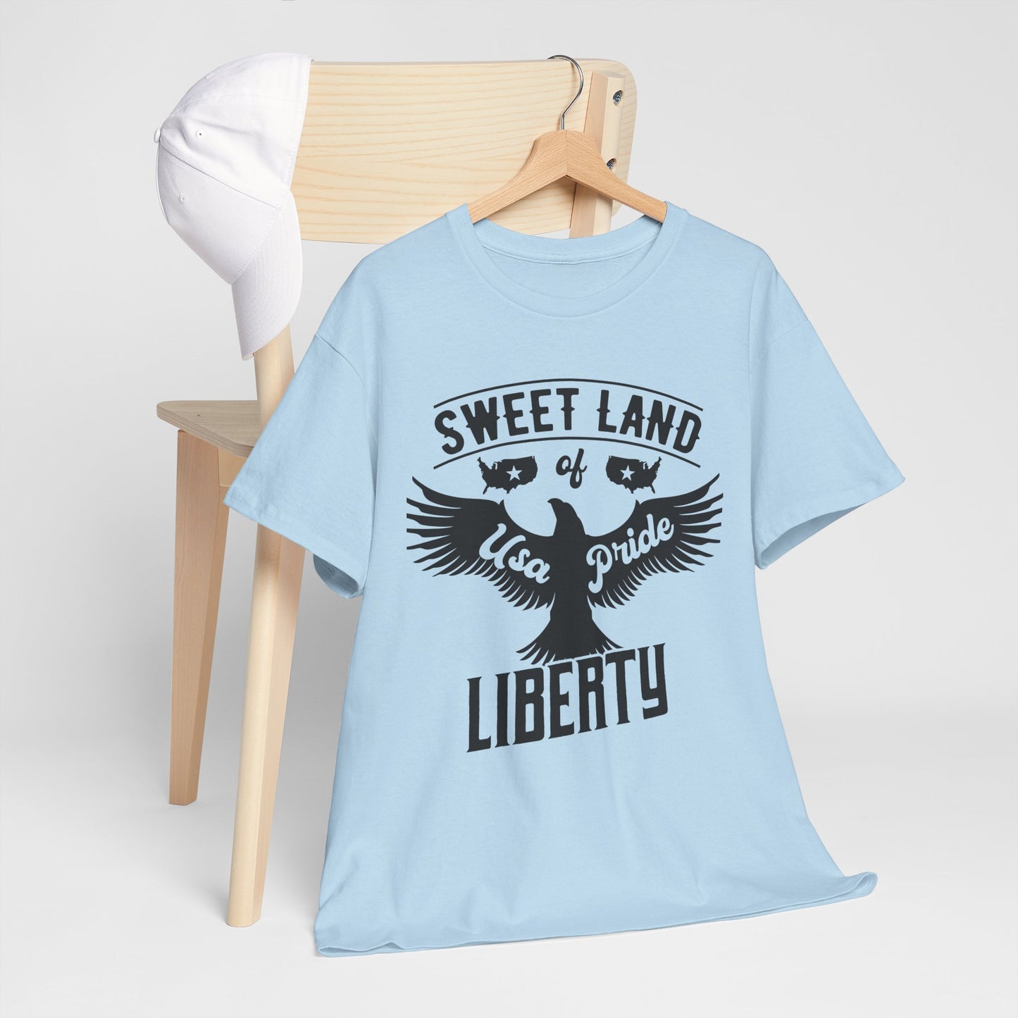 Sweet Land of Liberty Design, Unisex Heavy Cotton Tee: Patriotic T-shirt, Gift for Freedom Lovers, Casual Wear, Independence Day Shirt - 13492